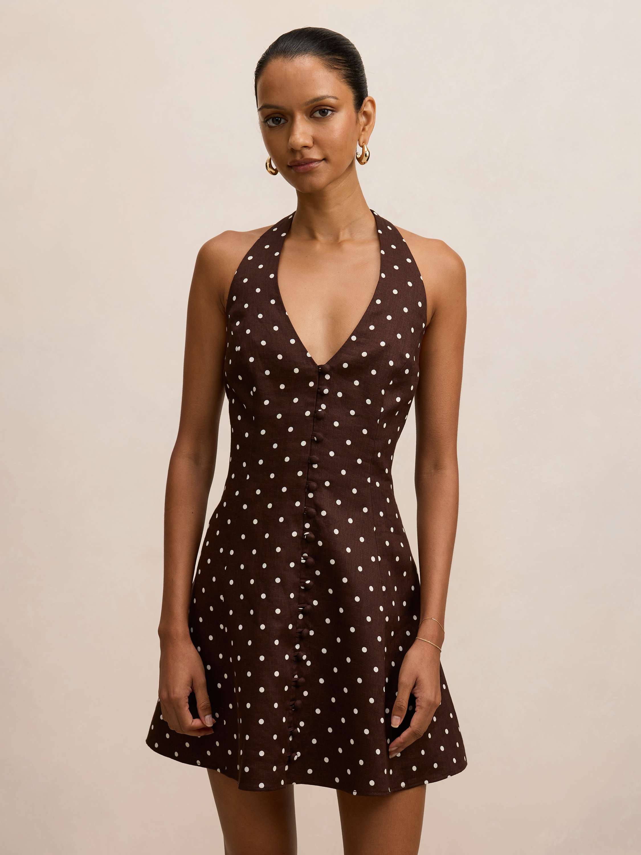 Ina Petite Halter Linen Mini Dress