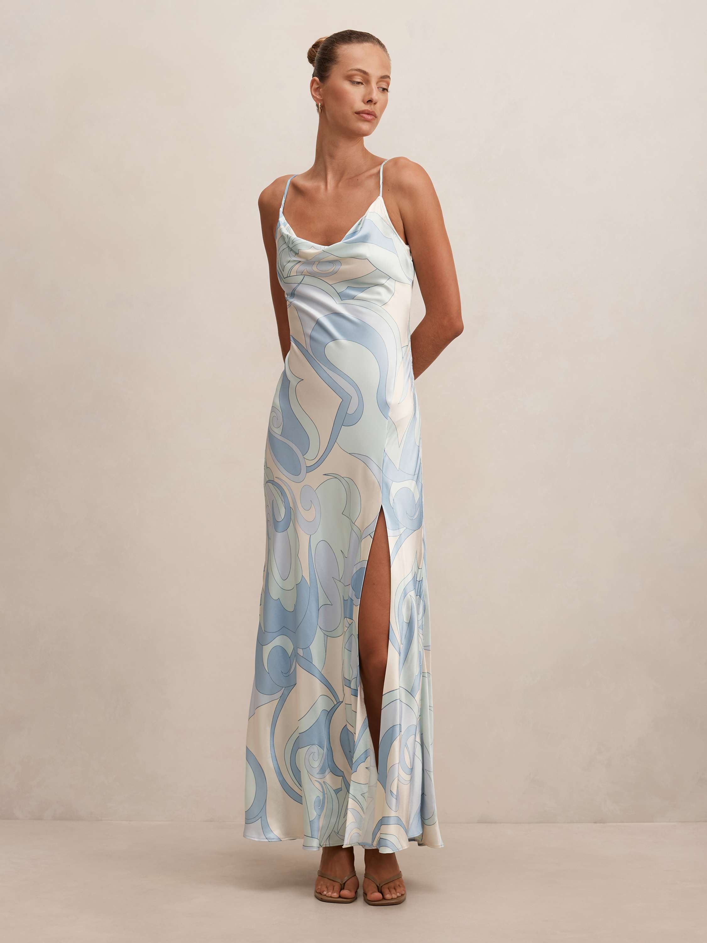Tyler Satin Cowl Slip Maxi Dress