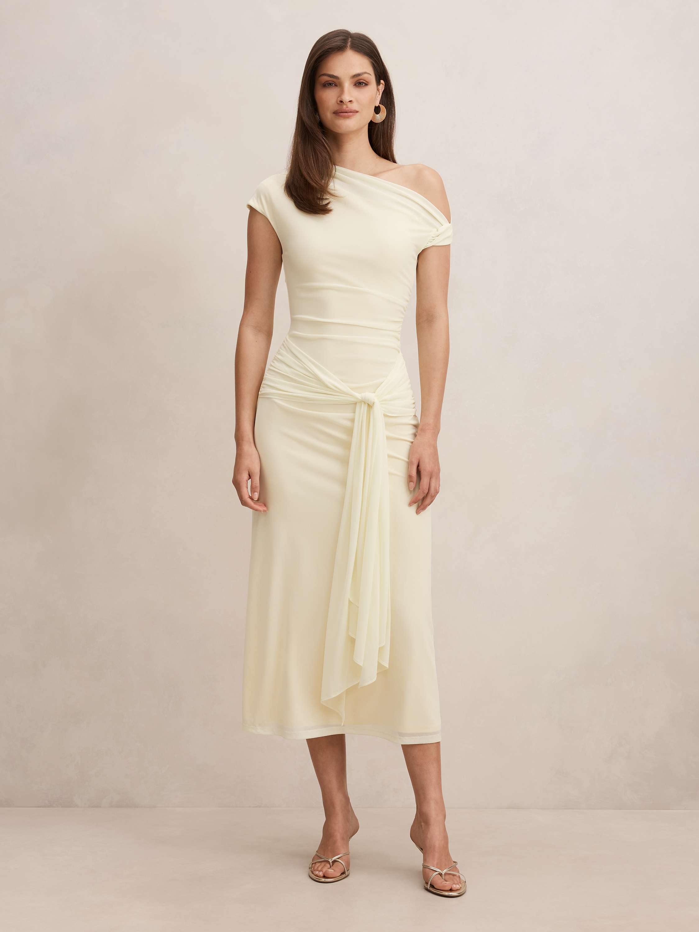 Piper Draped Tie Mesh Midi Dress
