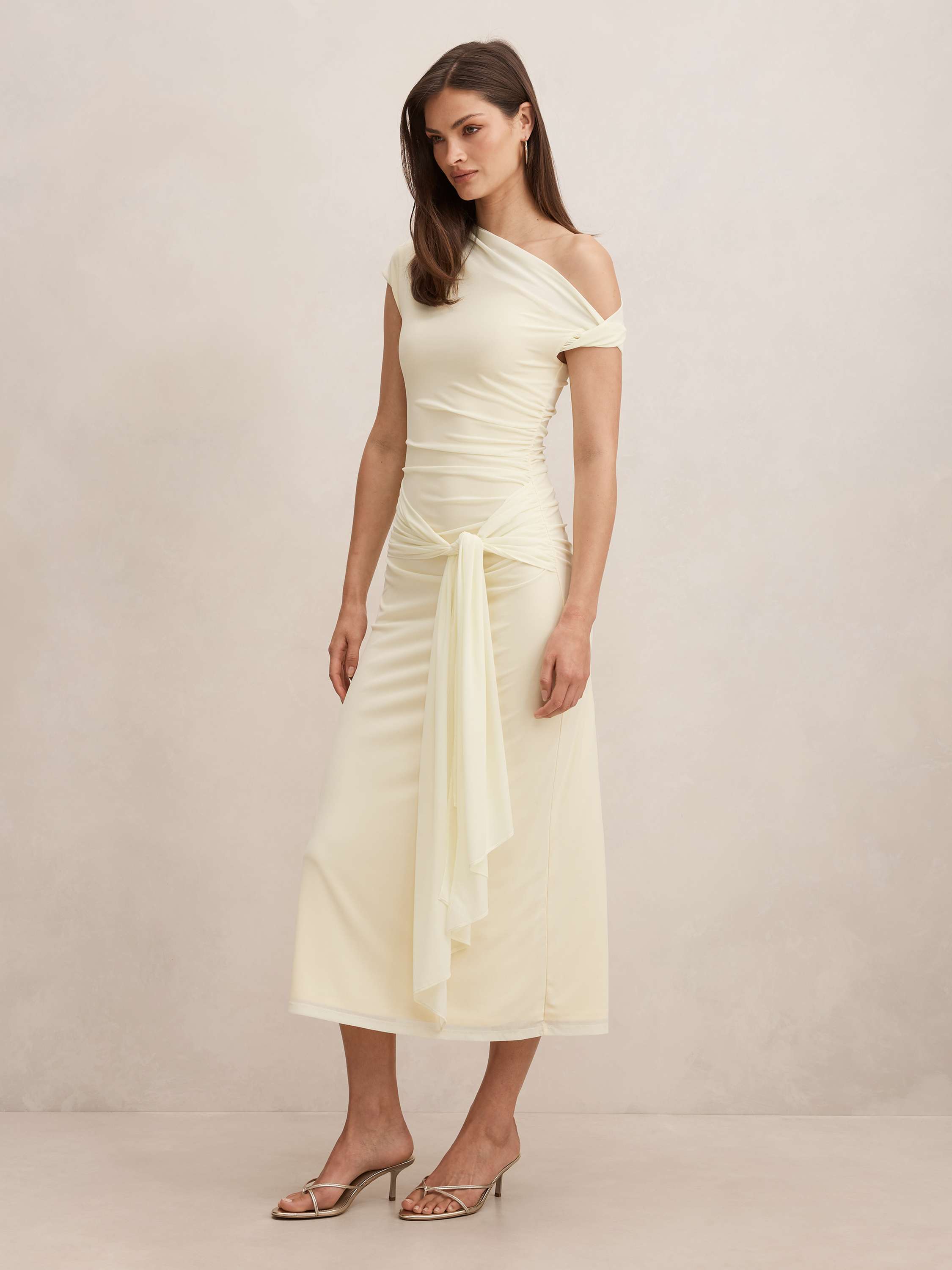 Buy Piper Draped Tie Mesh Midi Dress - Yellow - Online | Forever New