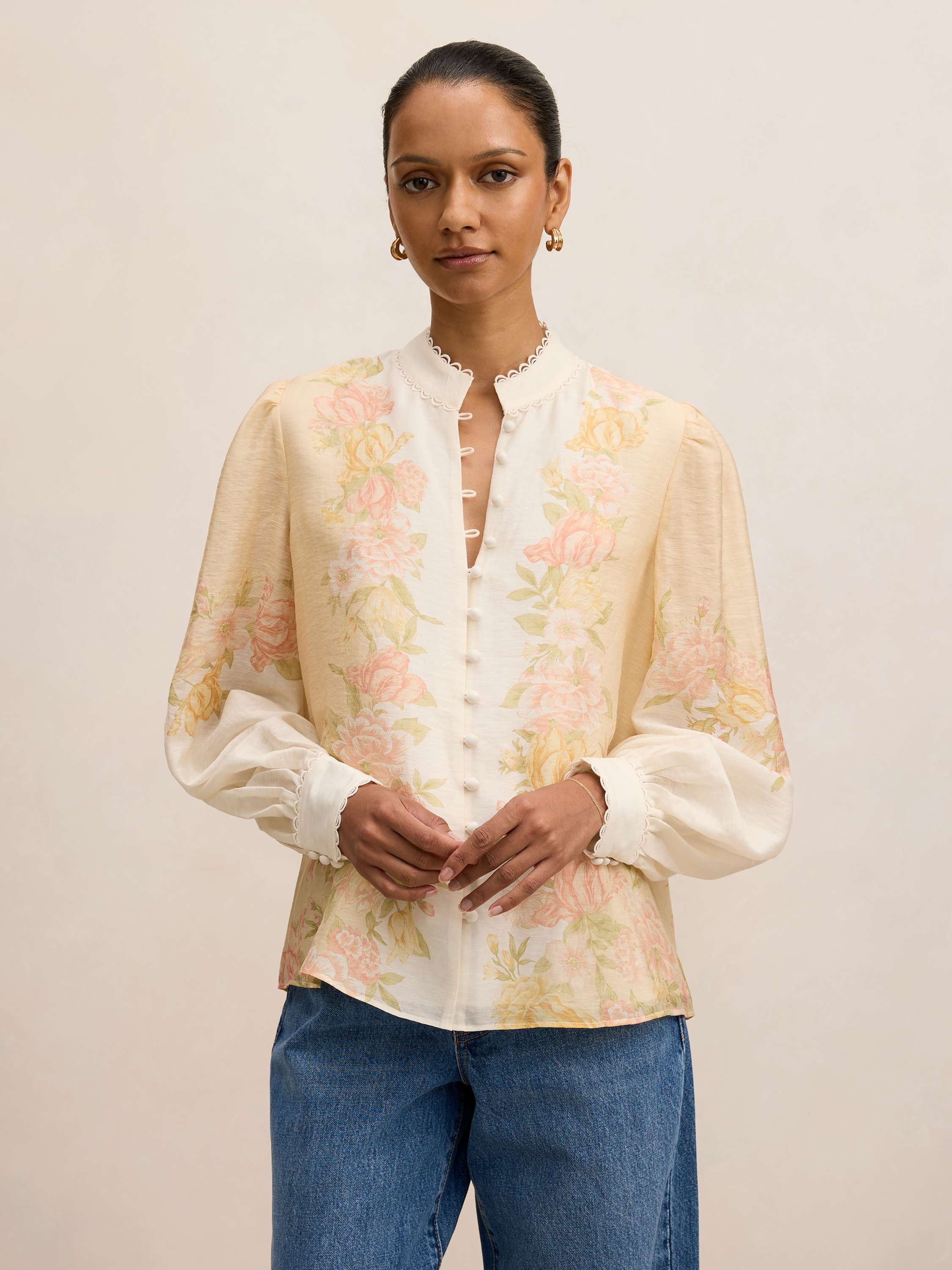 Emma Petite Trimmed Blouse