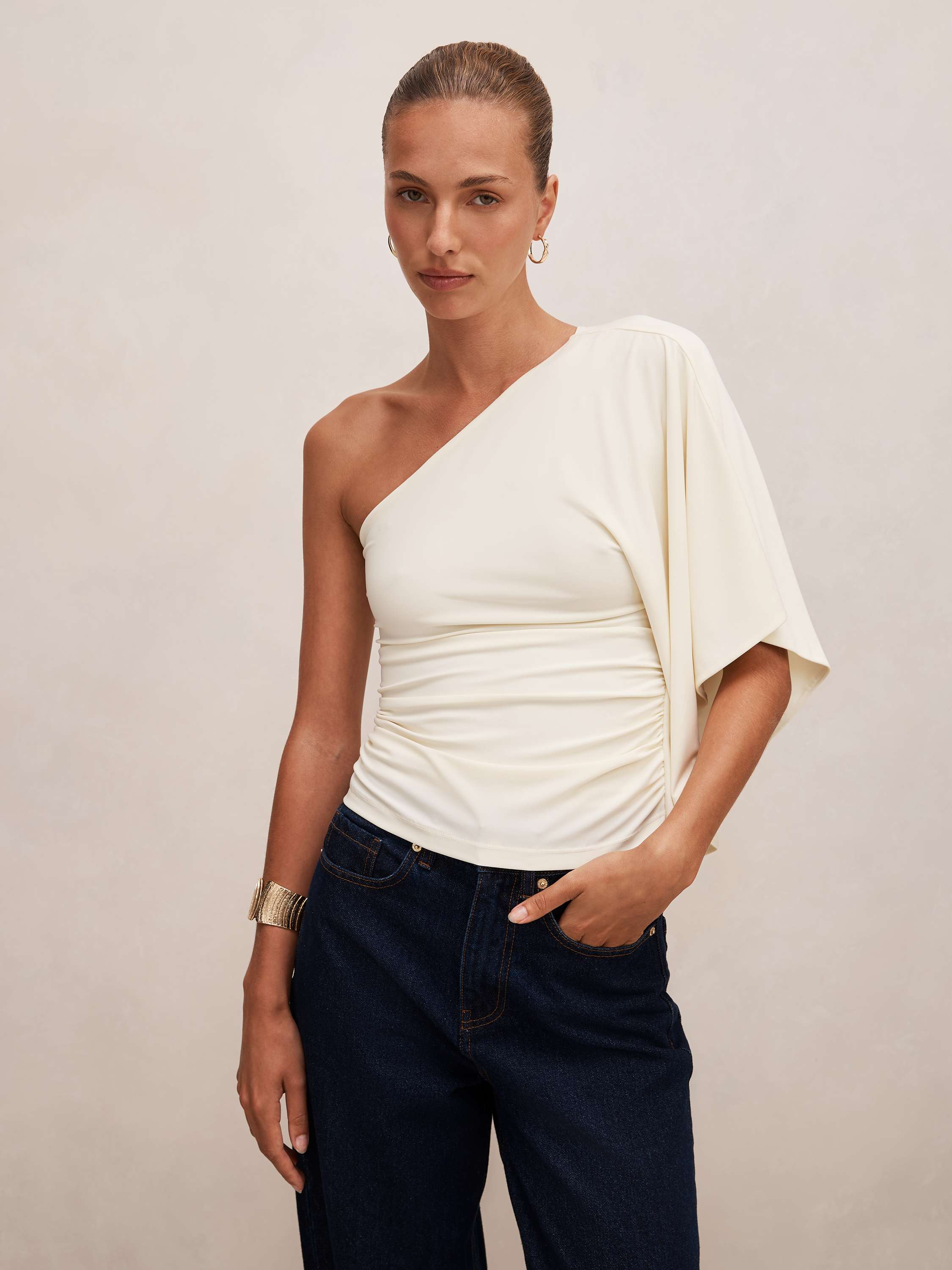 Olive One Shoulder Cape Top