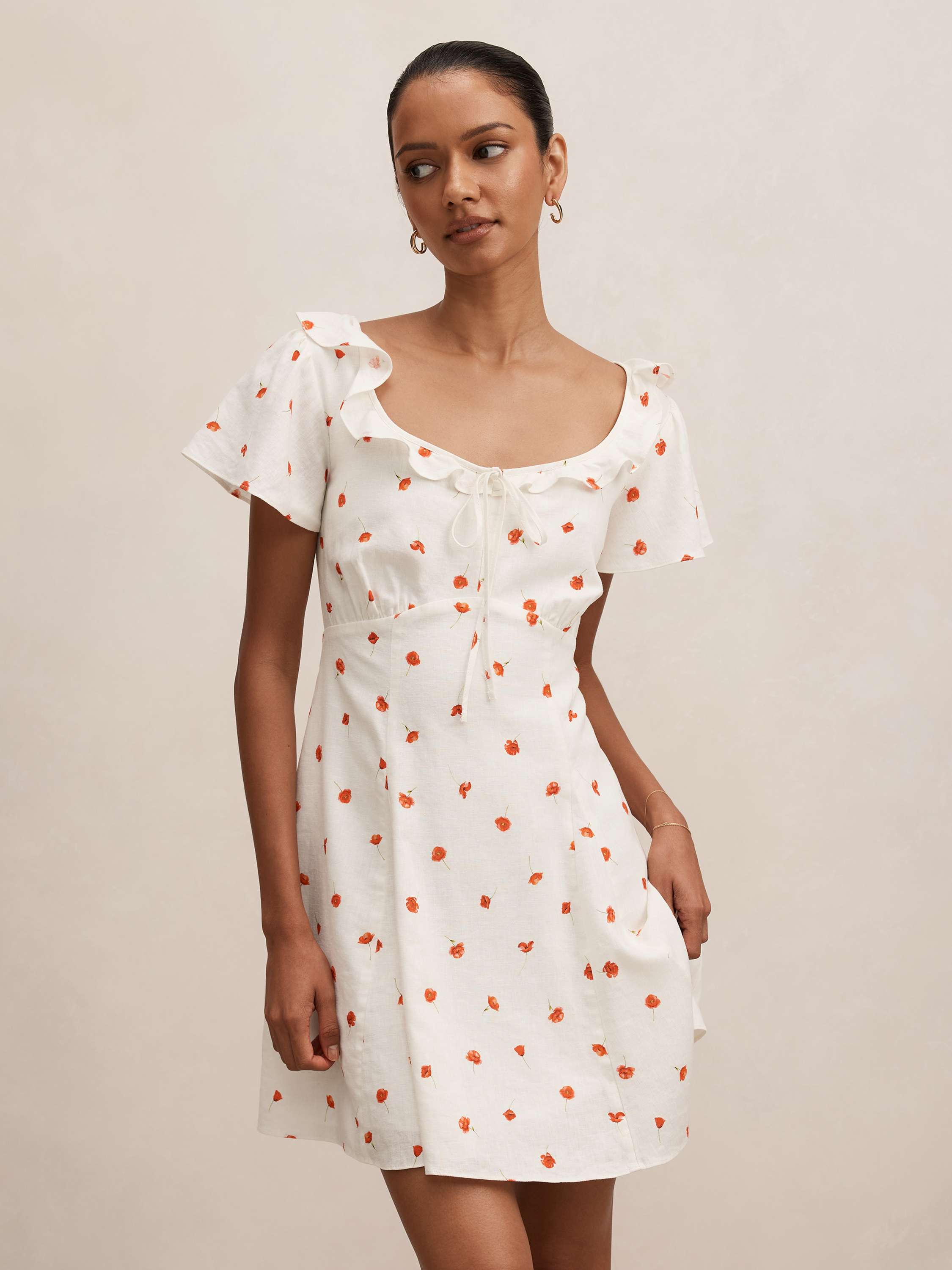 Riley Petite Ruffle Neck Mini Dress