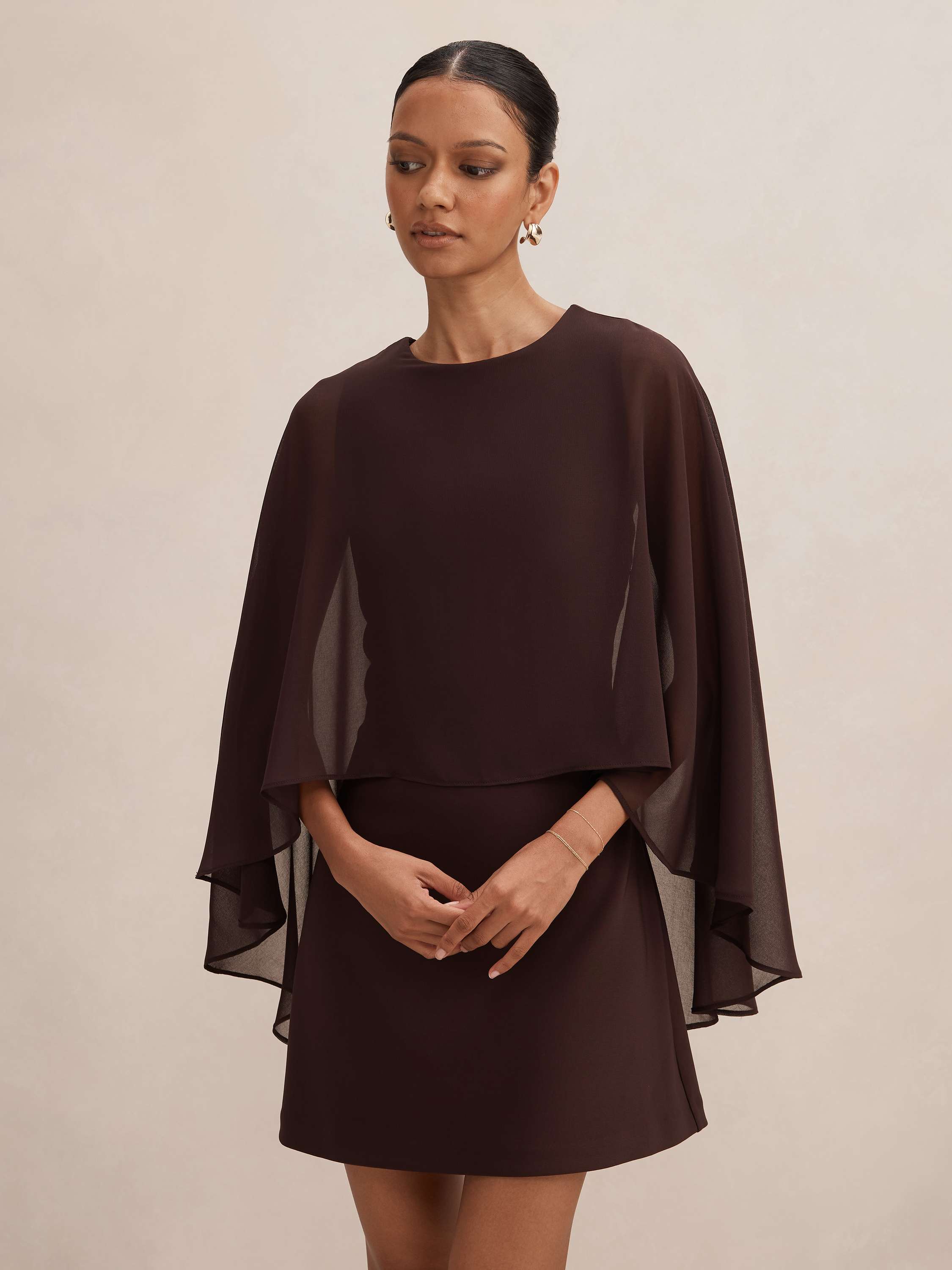 Irena Petite Sheer Cape Mini Dress