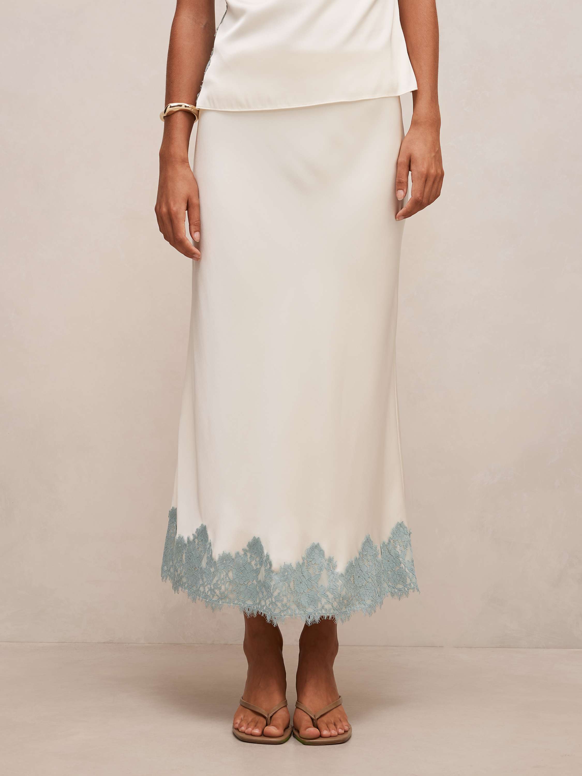 Adele Lace Trim Midi Skirt