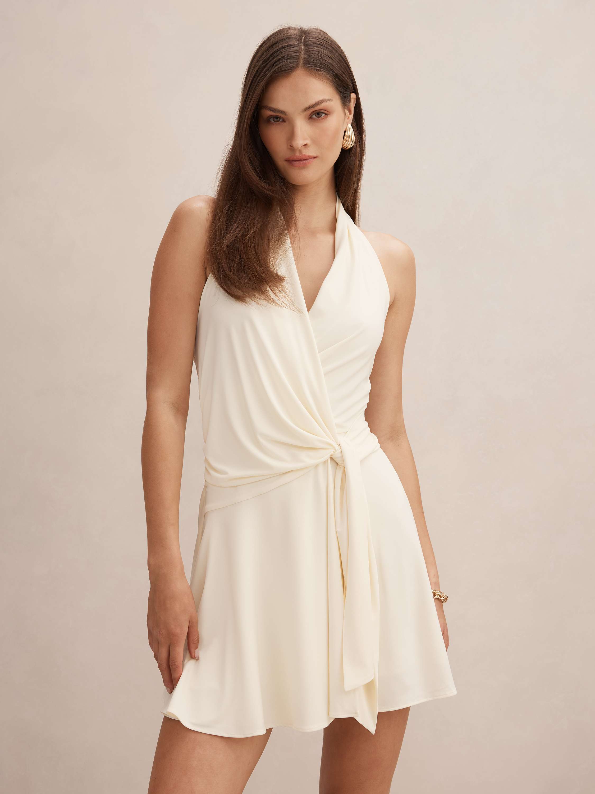 Aaliyah Wrap Halter Mini Dress