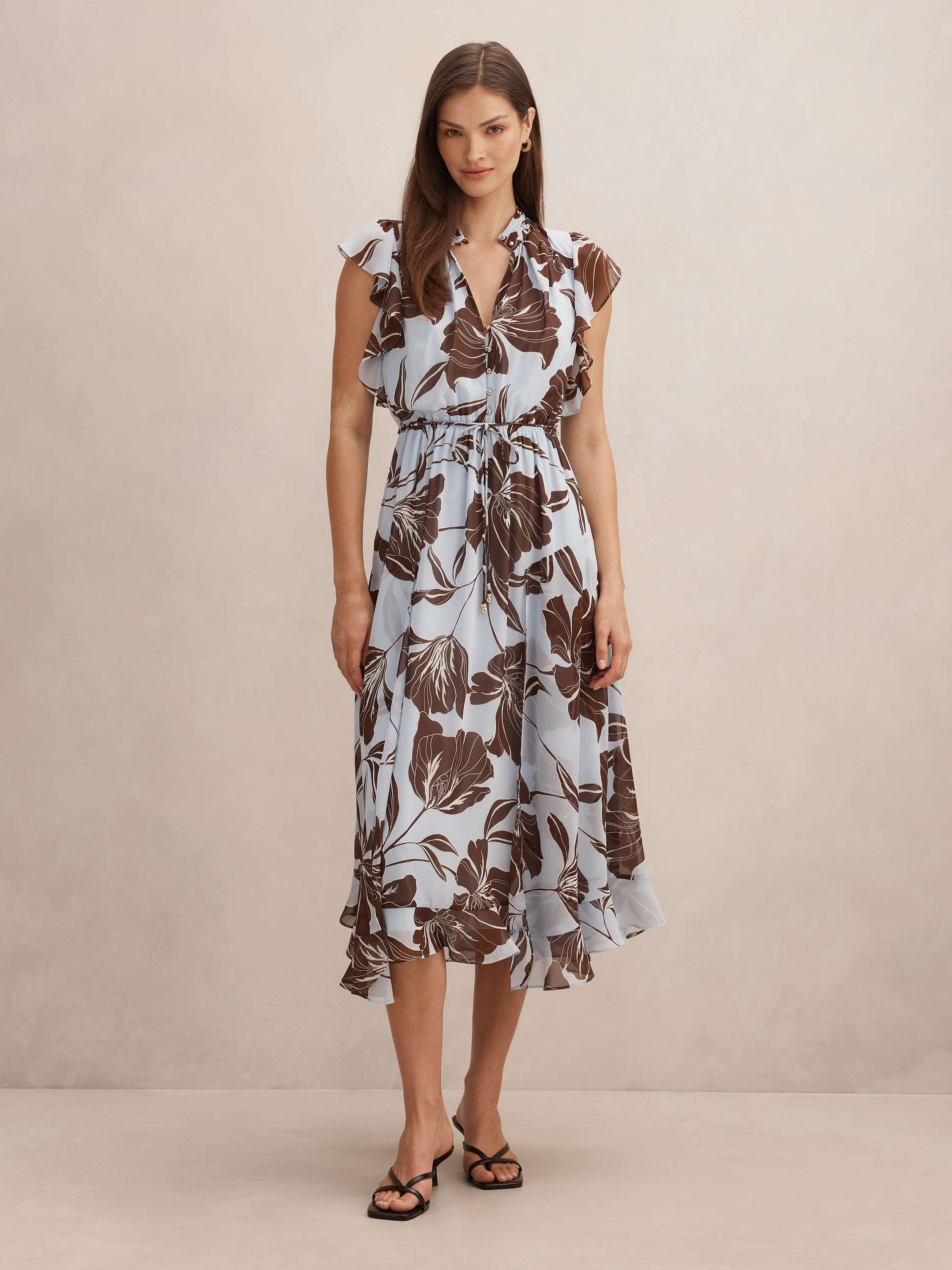 Maxwell Flutter Sleeve Midi Dress