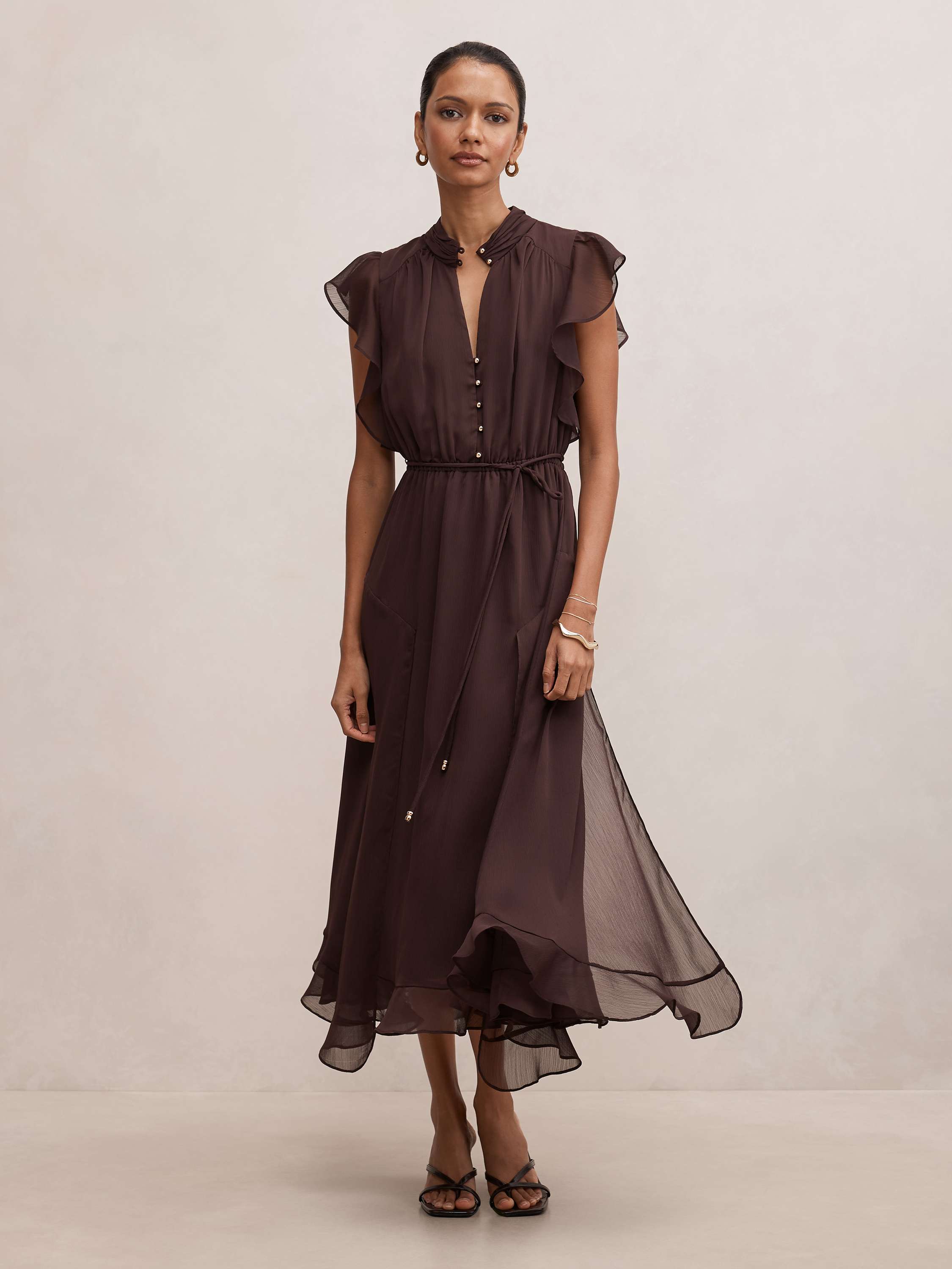 Maxwell Petite Flutter Sleeve Midi Dress