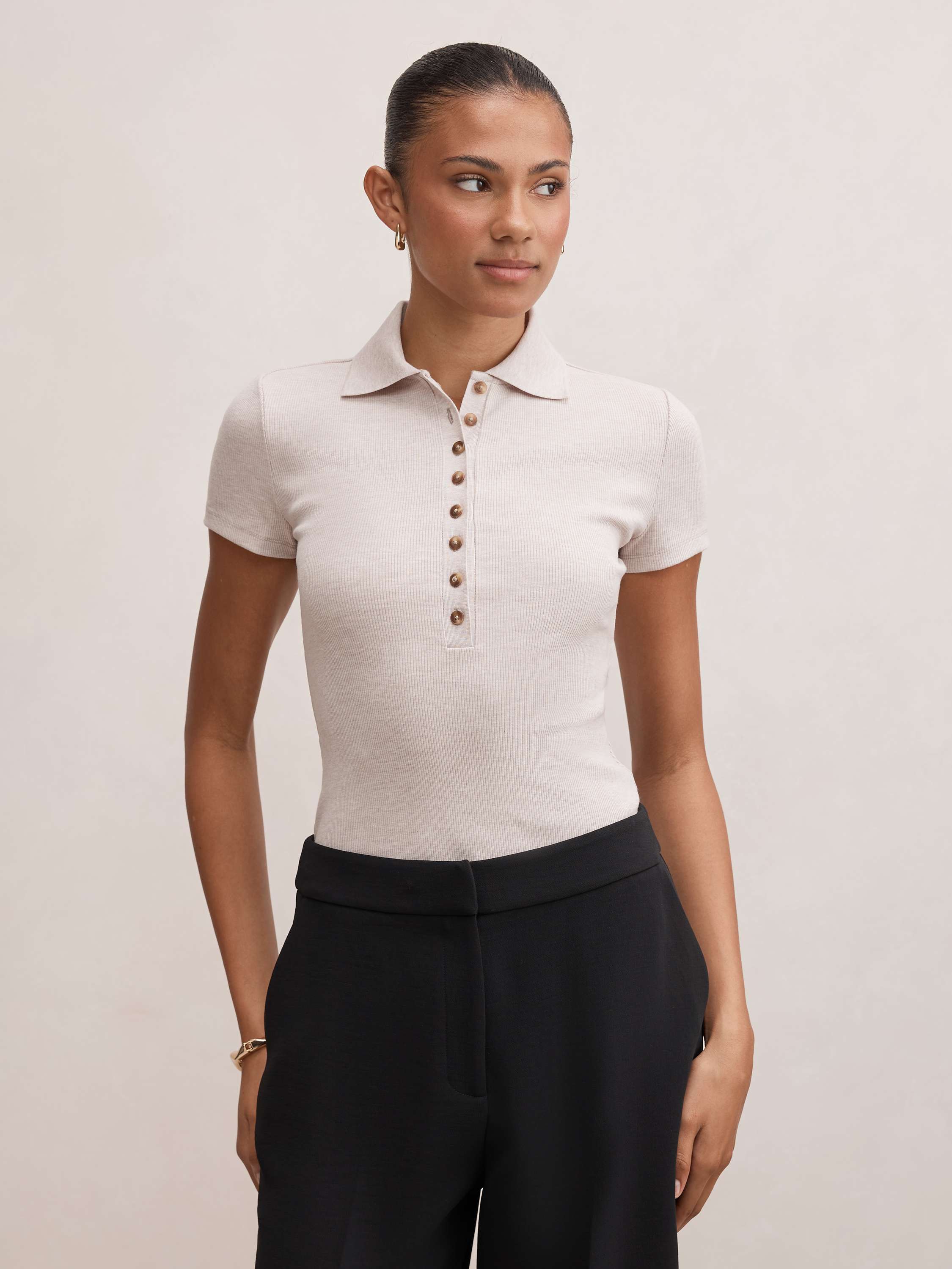 Aaliyah Ribbed Polo T-Shirt