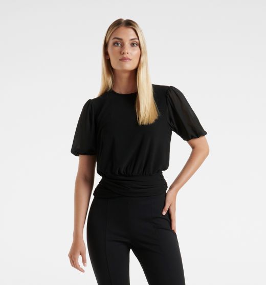 Cathy Crepe Cinched Waist Top