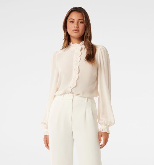 Elfie Embroidered Frill Blouse