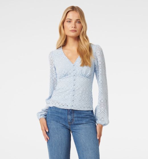 Serenity Button Front Lace Top