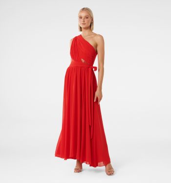 Luca One Shoulder Pleated Maxi Dress