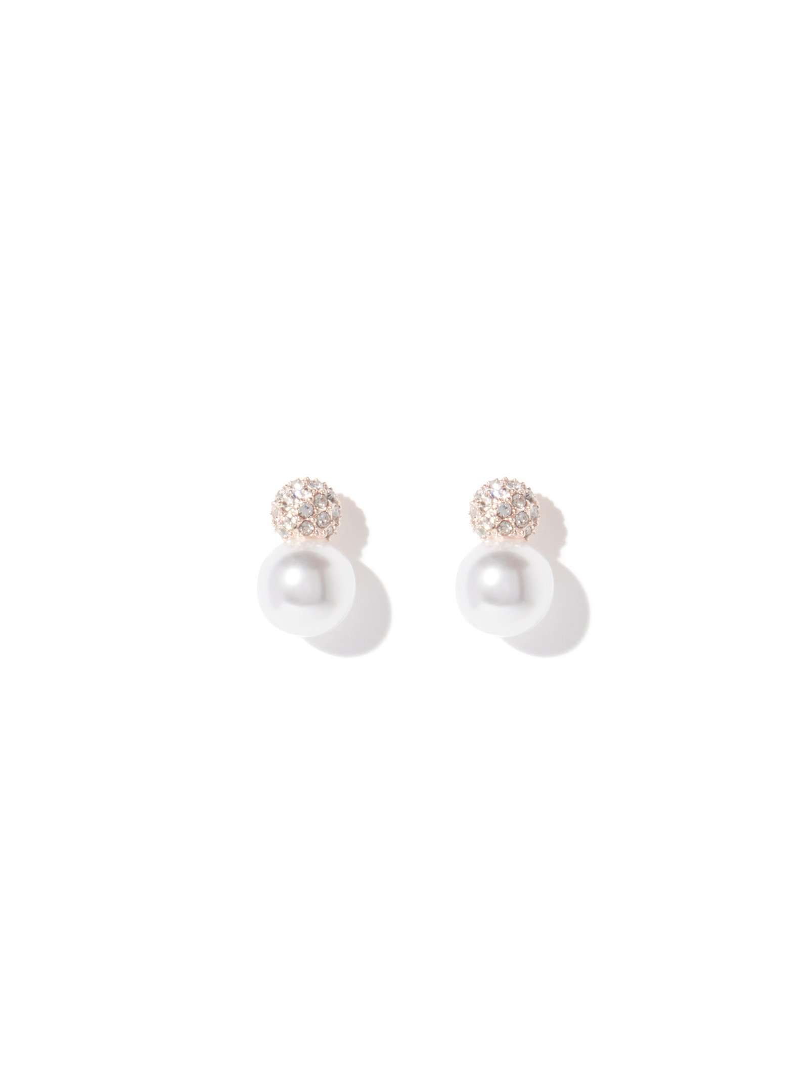 Rose Ball Crystal & Pearl Stud Earring