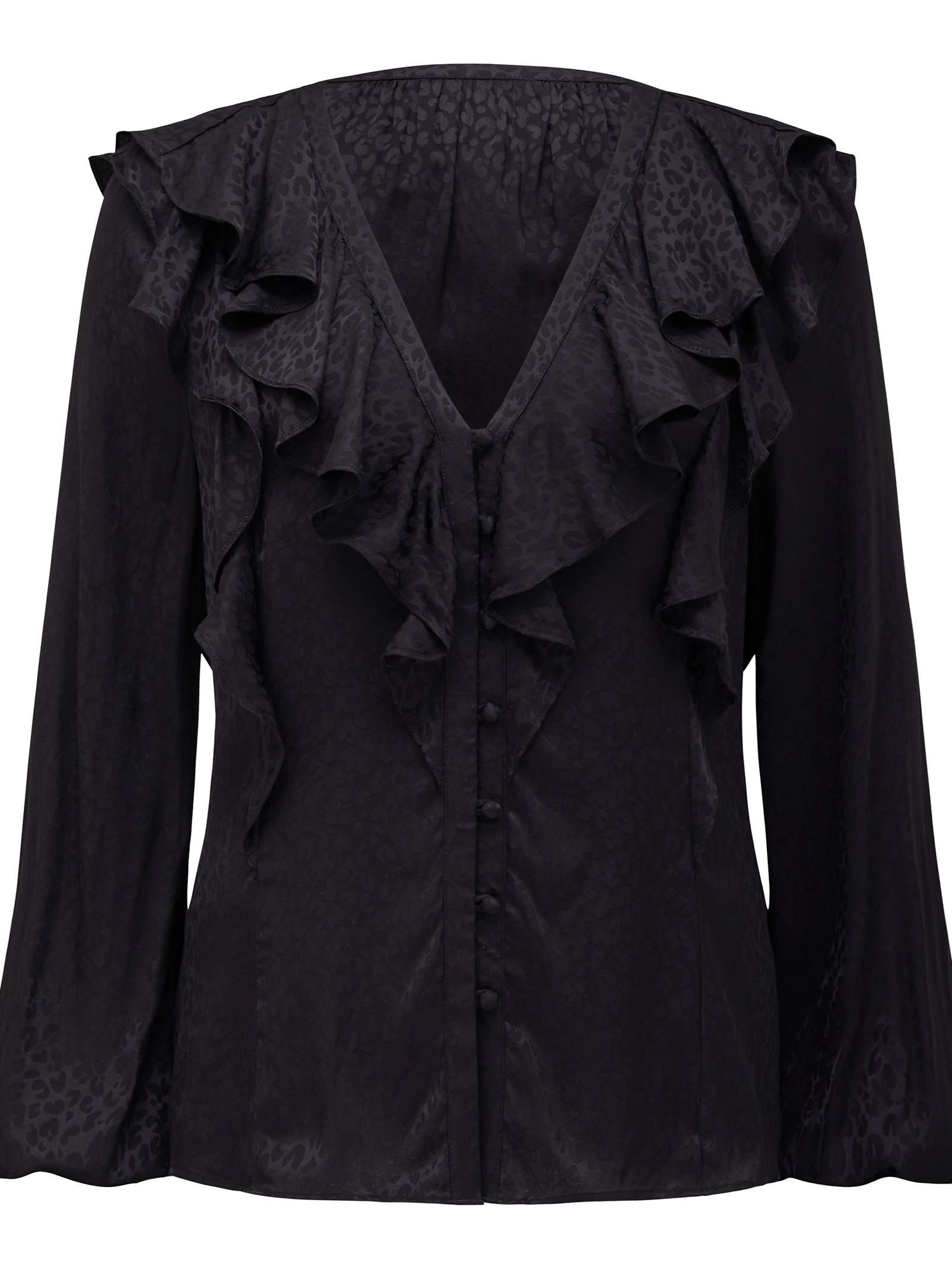 Sandy Jacquard Ruffle Blouse