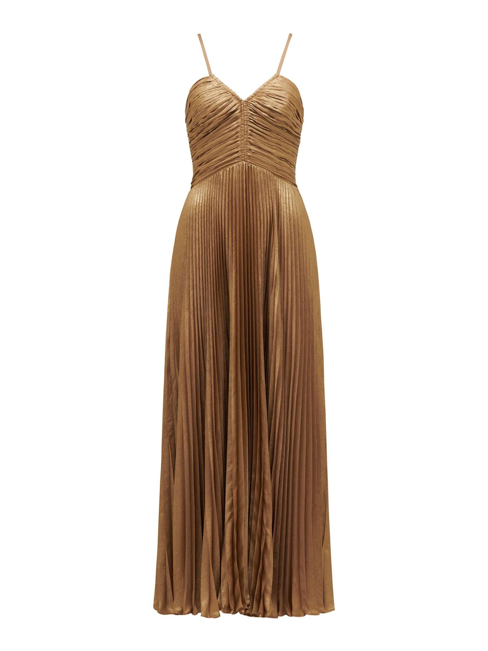 knee length dresses for ladies Rose Gold Draped Metallic Foil Long Dress main image 1
