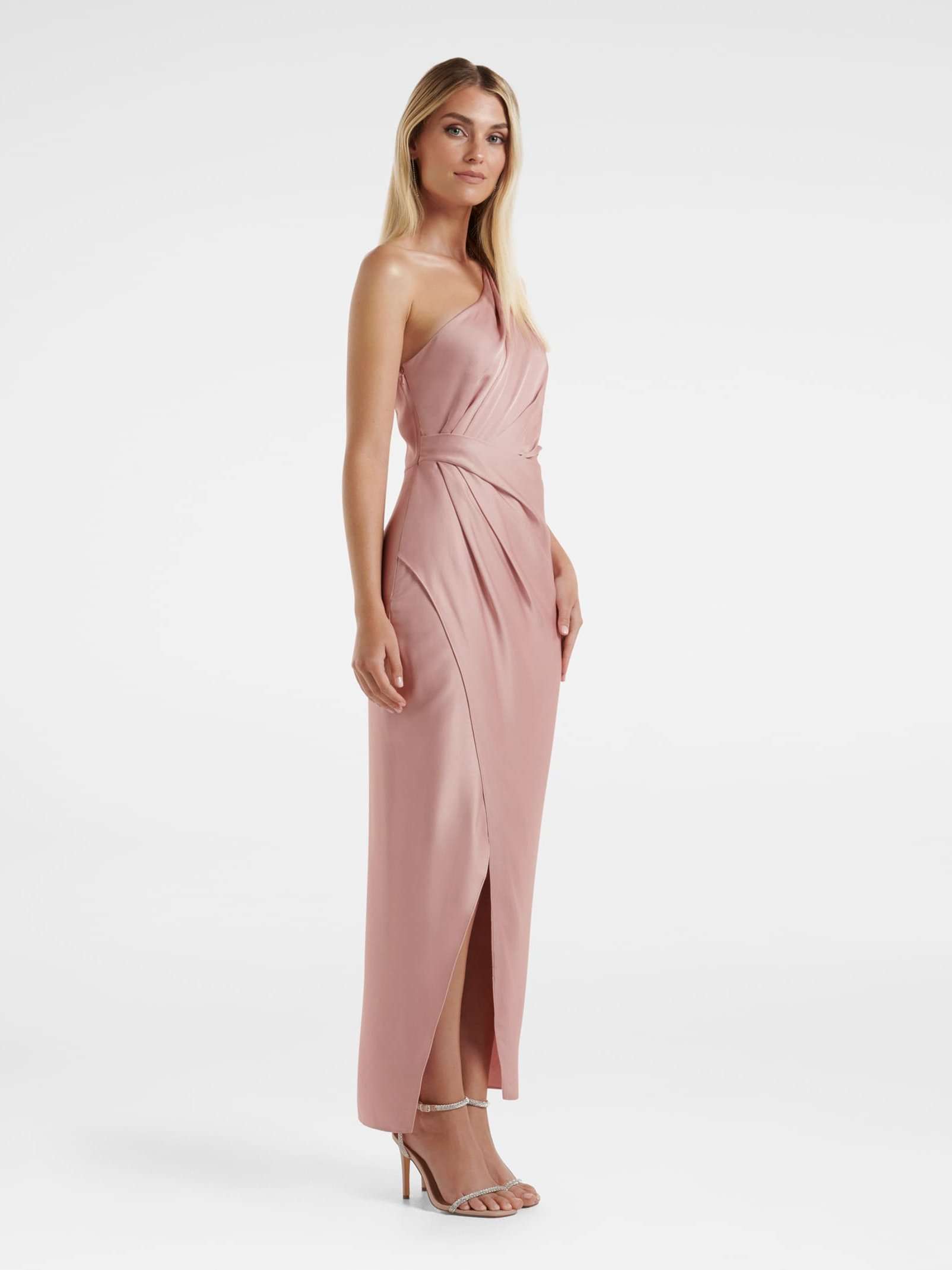 melissa one shoulder satin dress Satin Dress One Shoulder Dress Myer Forever New Melissa One Shoulder Satin Dress In Green MYER