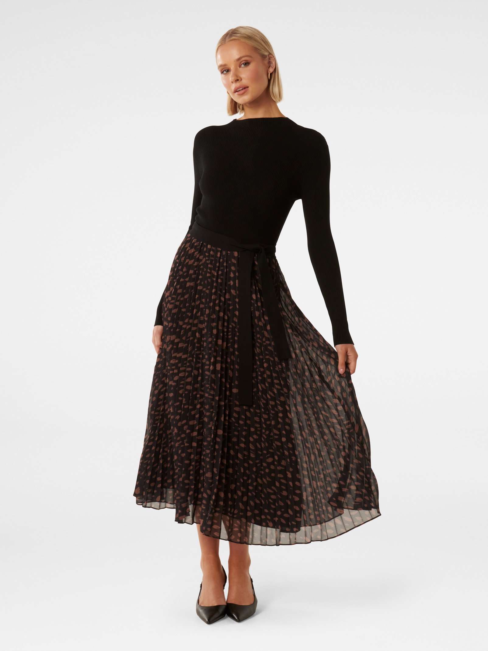Buy Printed Penelope Woven Mix Knit Dress Online