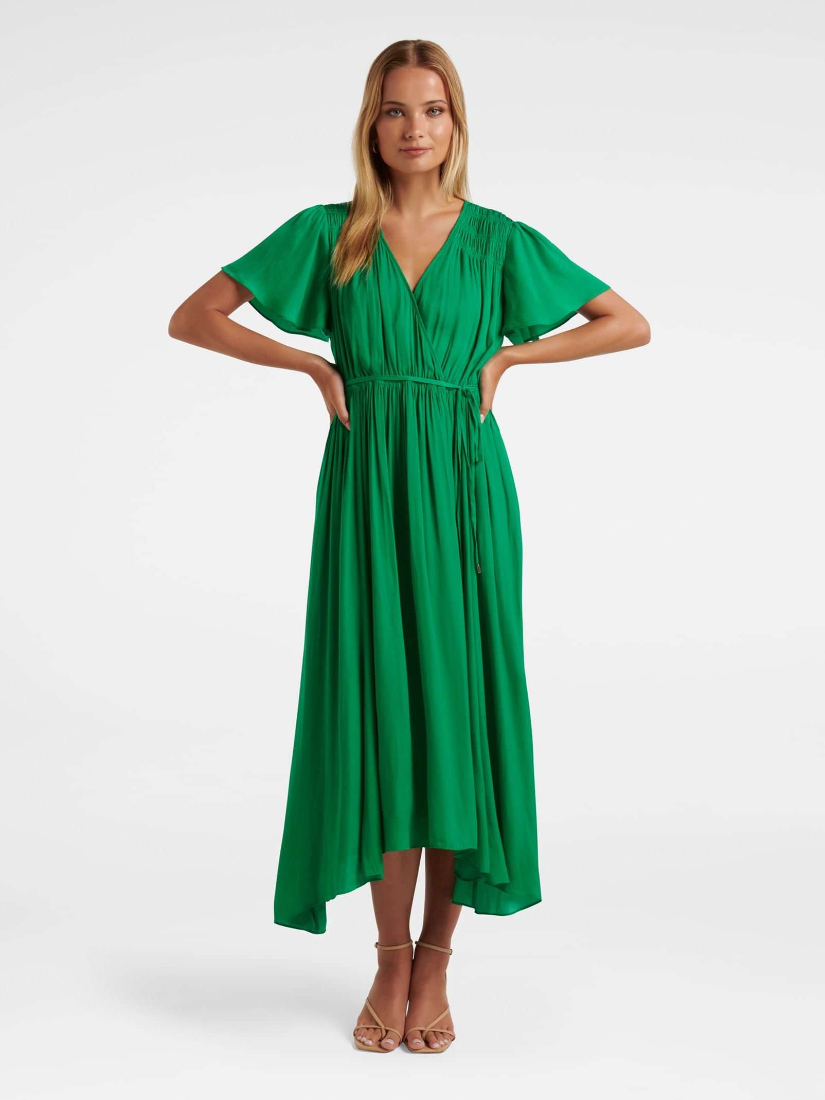 Buy Golf Green Charlotte Shirred Bodice Midi Dress - Forever New Buy Golf Green Charlotte Shirred Bodice Midi Dress - Forever New
