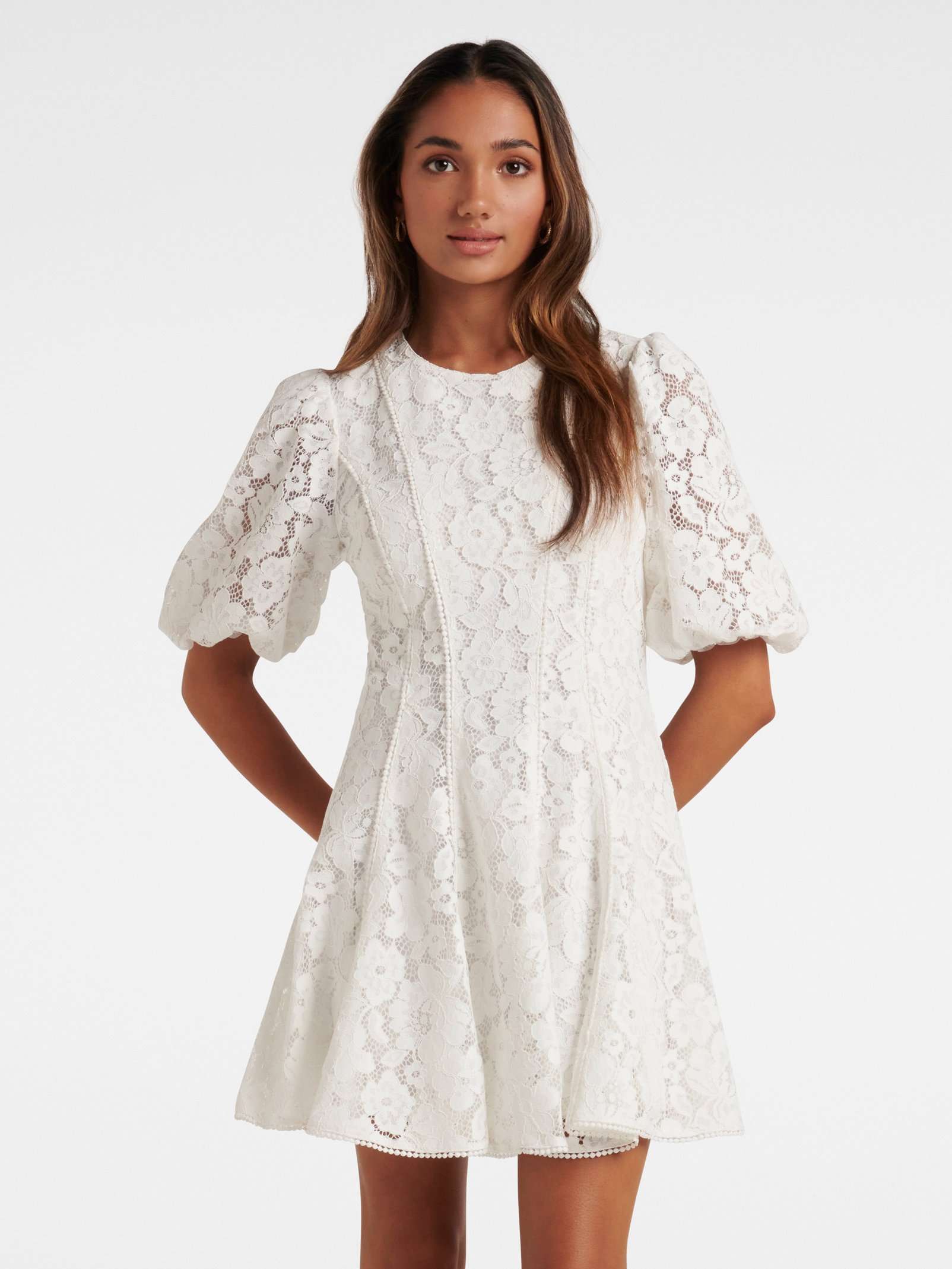 Buy Porcelain Milly Petite Lace Trim Mini Dress - Forever New Buy Porcelain Milly Petite Lace Trim Mini Dress - Forever New