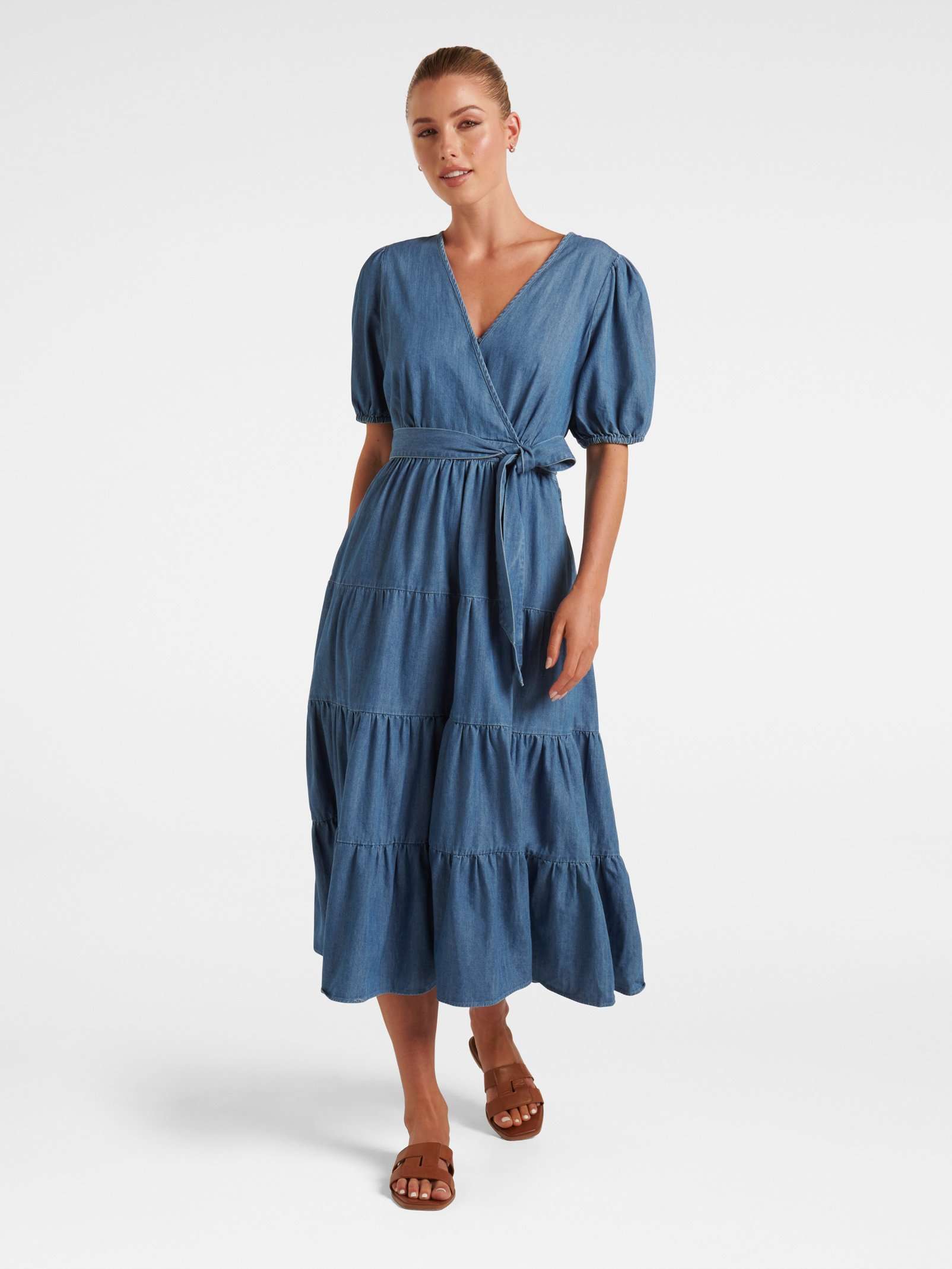 Melody Tiered Wrap Midi Dress