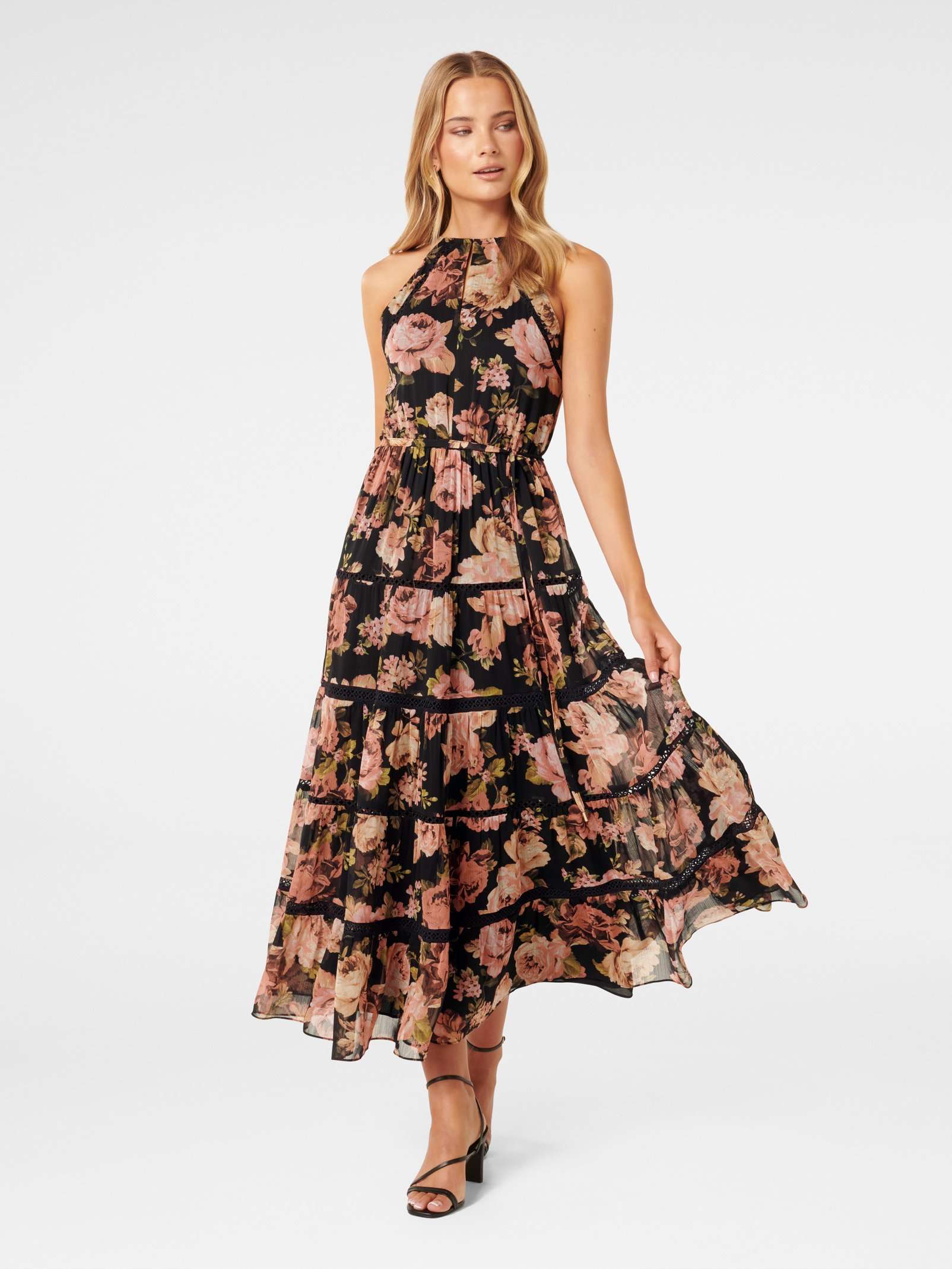 Buy Barkly Floral Savannah Trim Insert Halter Dress Online