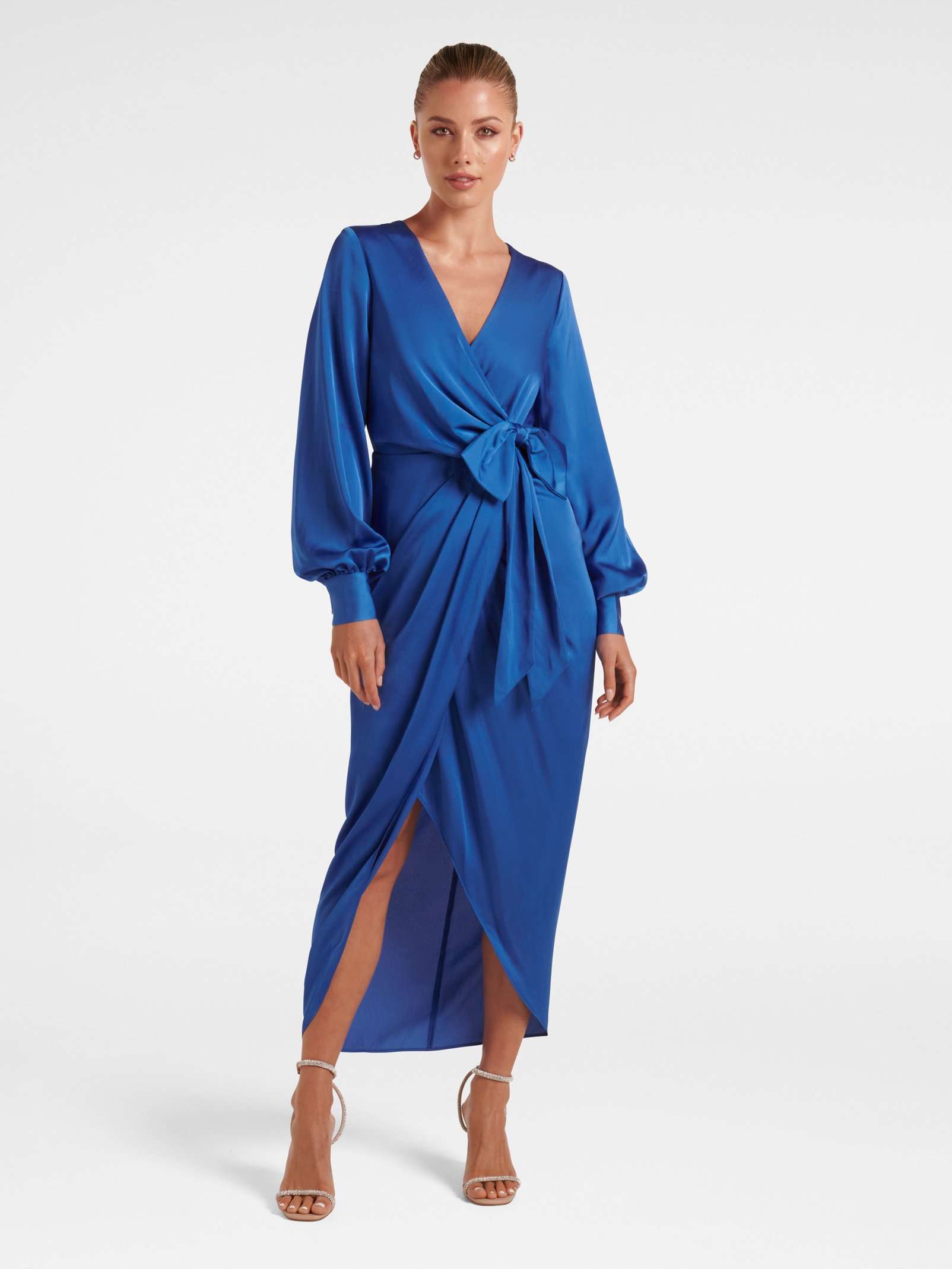 Mirella Wrap Satin Midi Dress