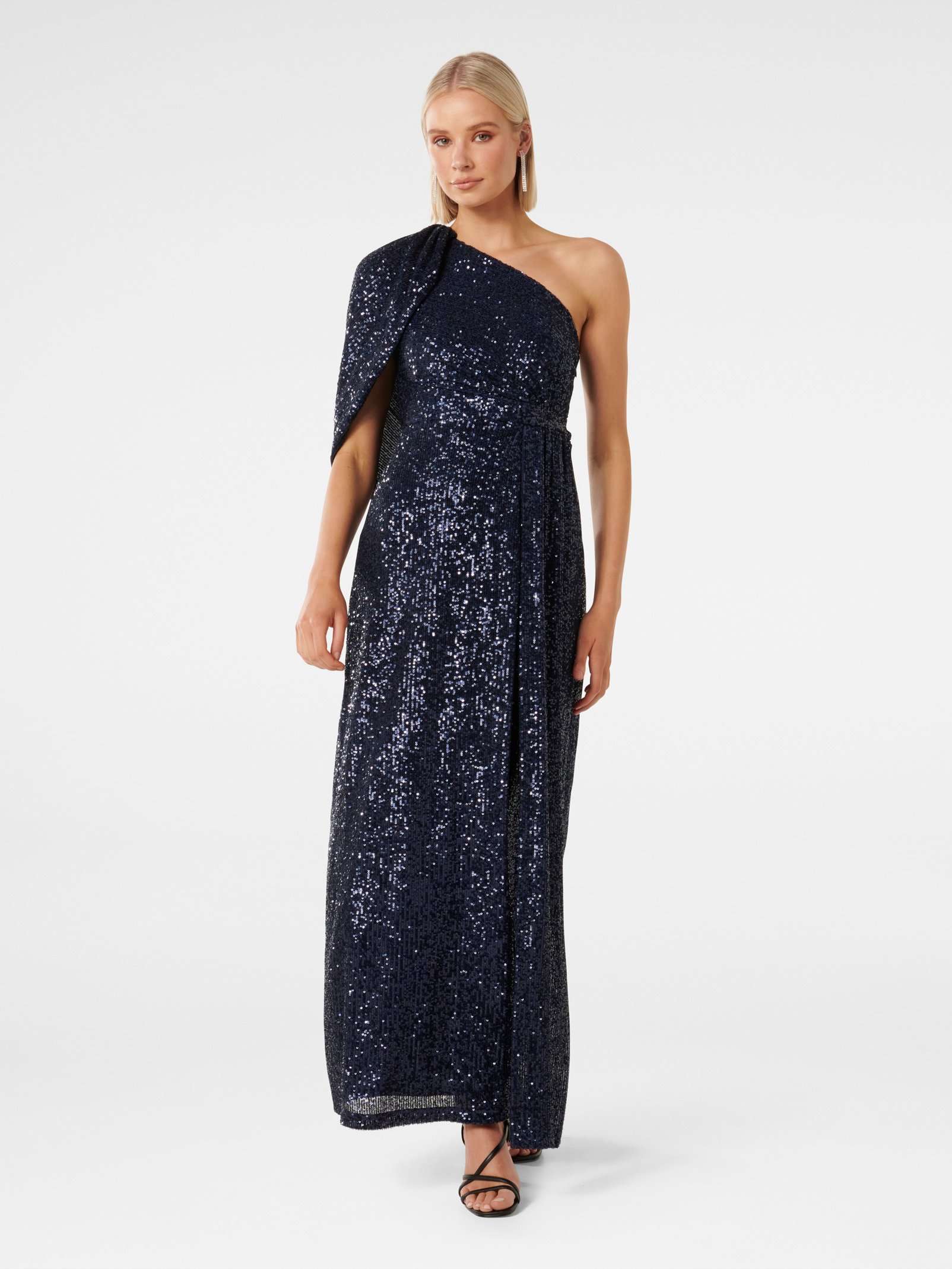 Liberty Wrap Cape Sequin Gown