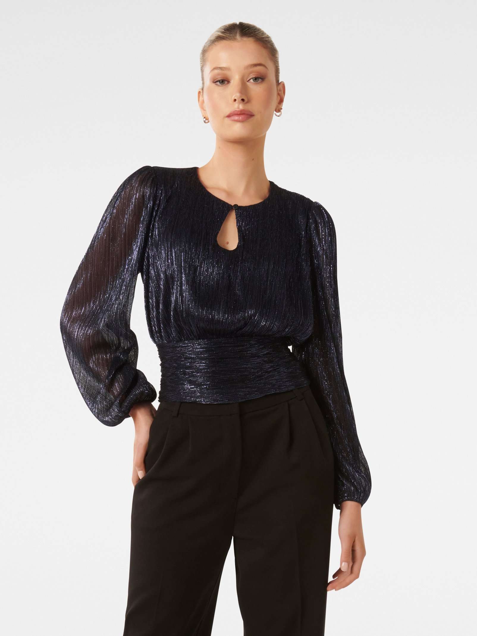 Ava Plisse High Neck Top