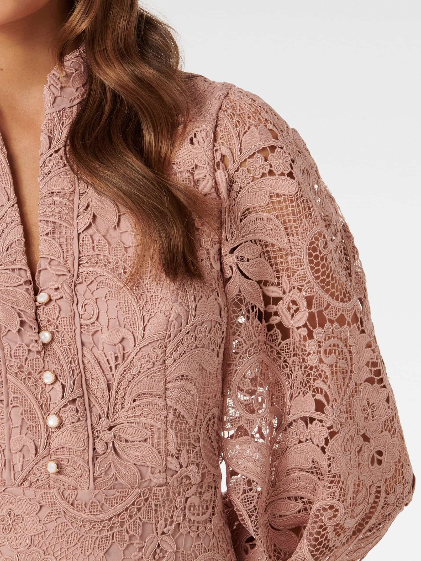 Buy Dusty Pink Iris Petite Lace Mini Dress Online