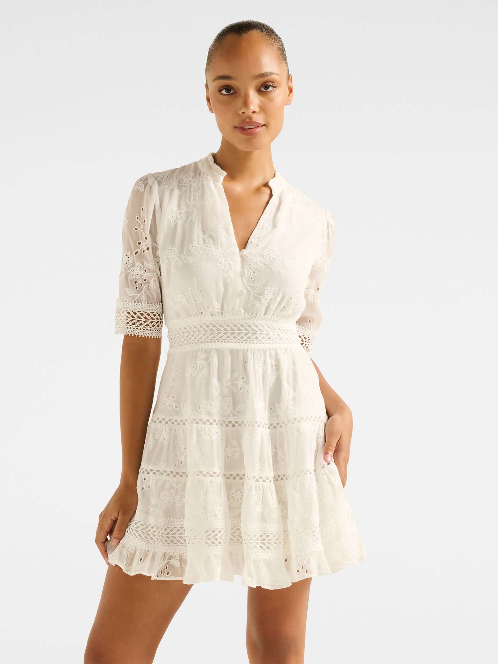 Lillian Trim Skater Mini Dress