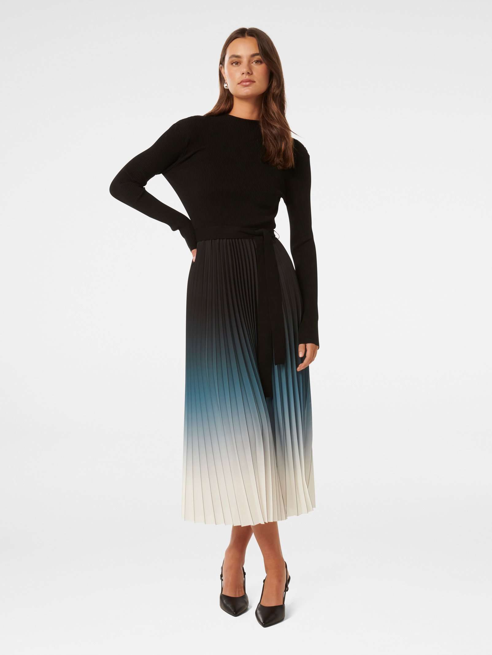 Buy Printed Penelope Woven Mix Knit Dress Online Buy Printed Penelope Woven Mix Knit Dress Online