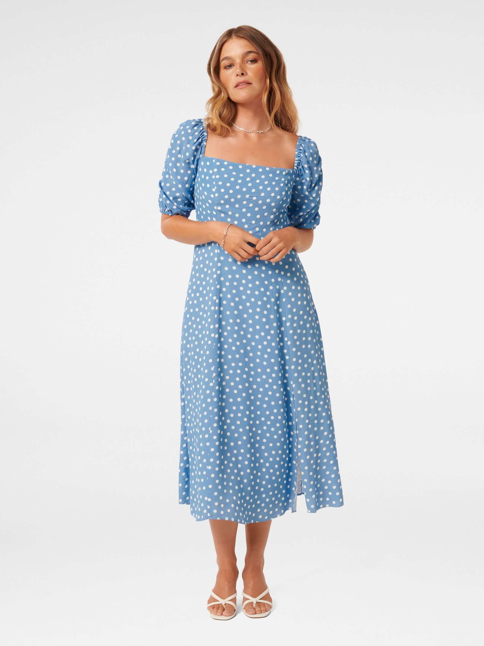 knee length dresses for ladies Steele Puff Sleeve Midi Dress - Floral main image 1