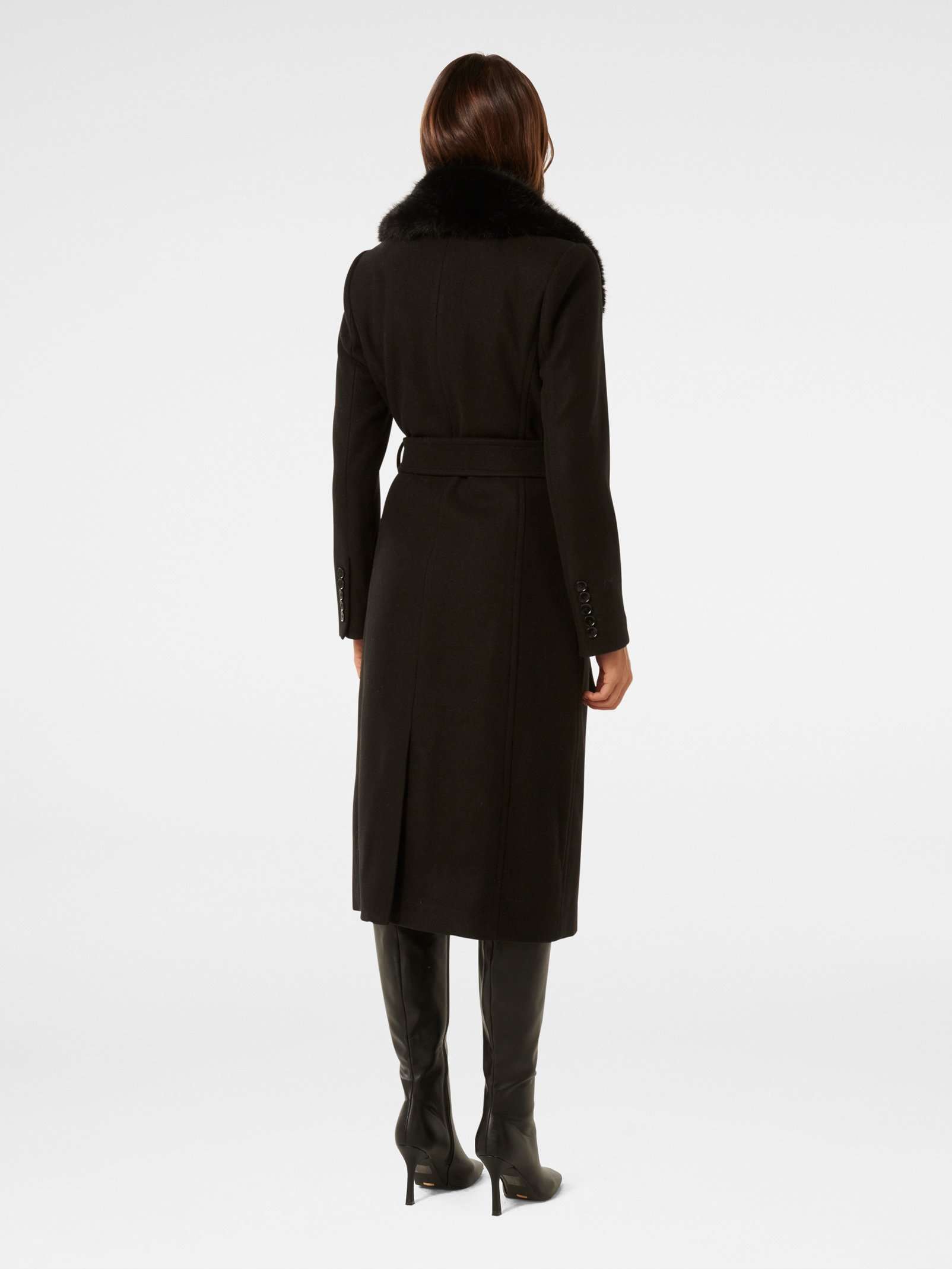 Monica Fur Collar Wrap Coat