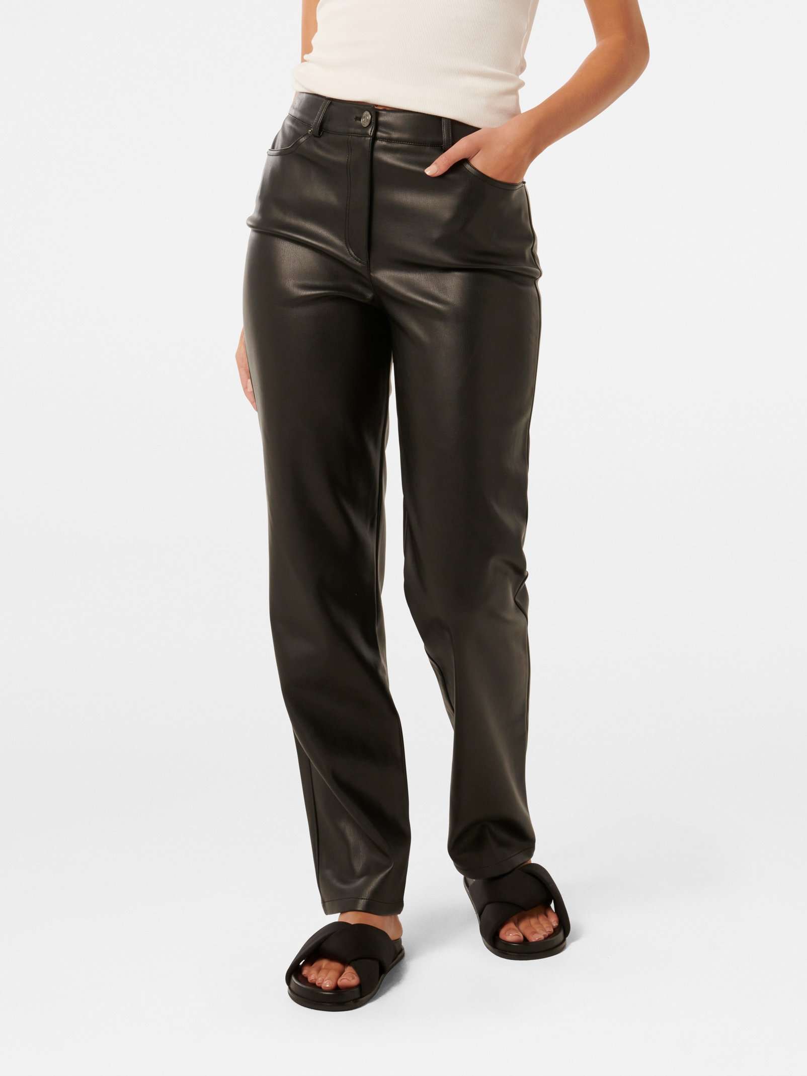 Una Vegan Leather Straight Leg Pant