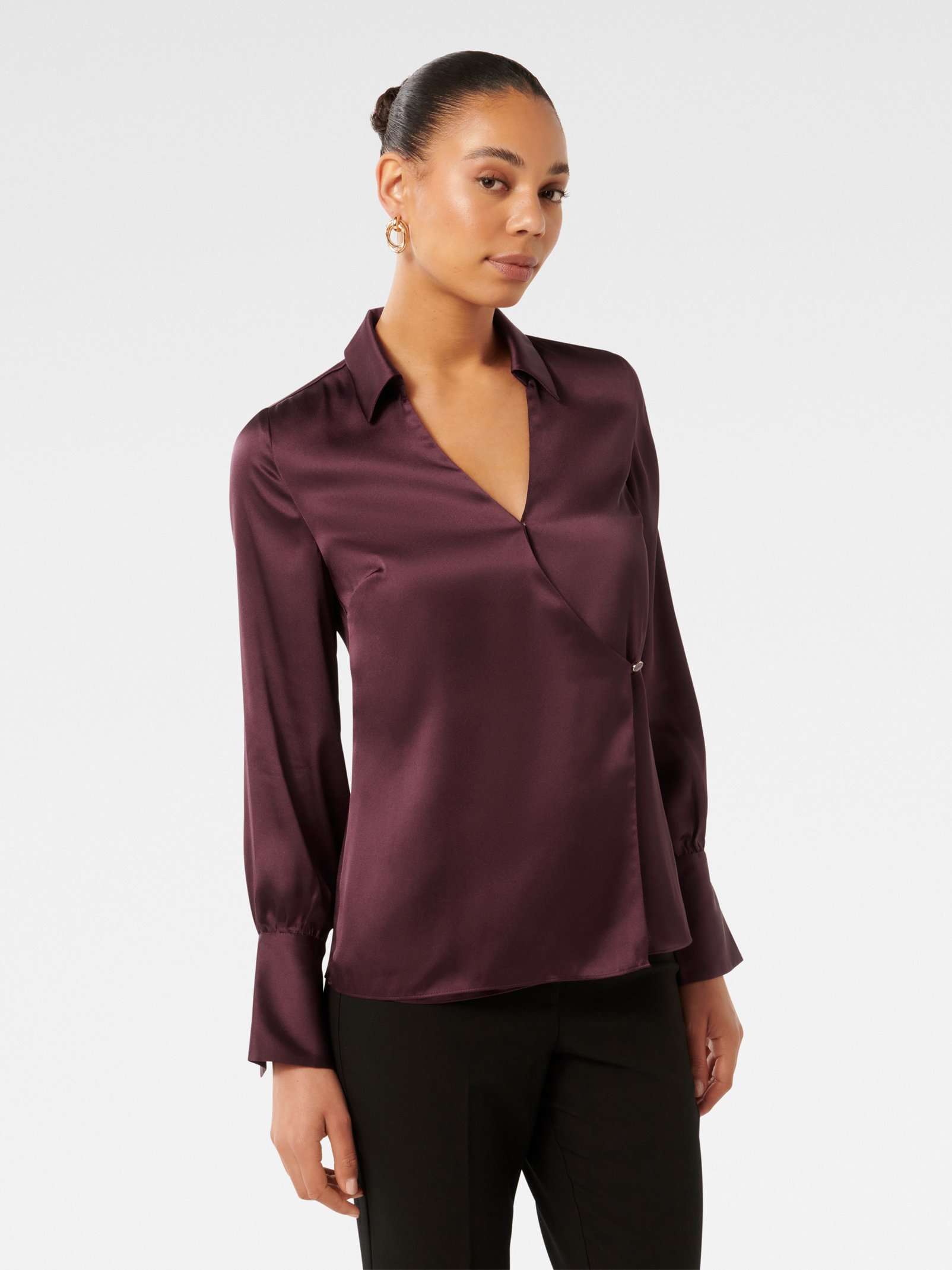Buy Minnie Wrap Shirt - Maroon - Online | Forever New