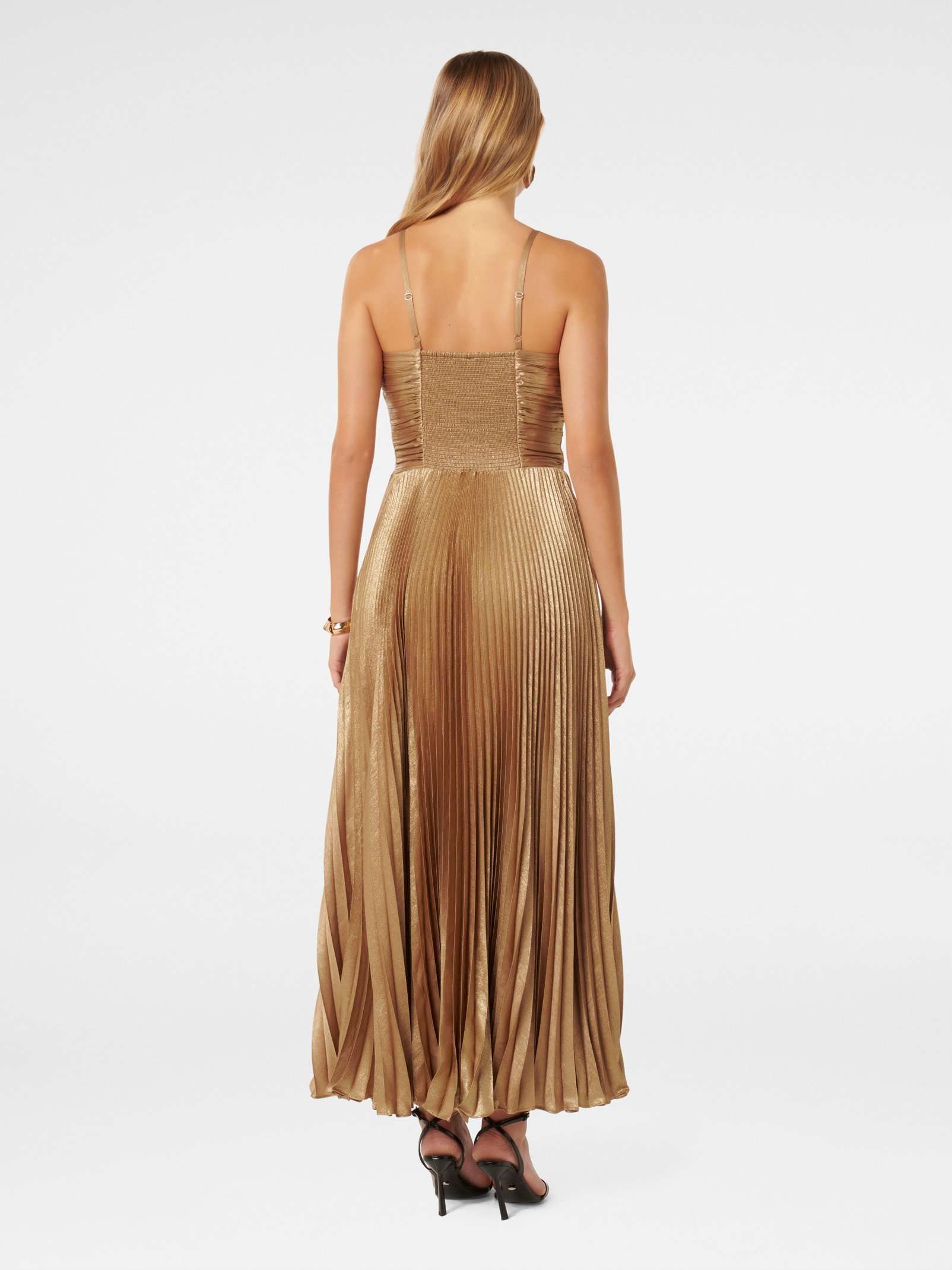 Jayden Metallic Pleated Maxi Dress