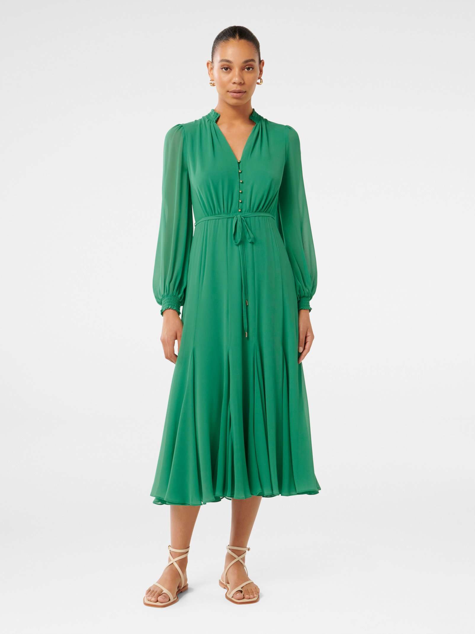 Cassidy Shirred Neck Midi Dress