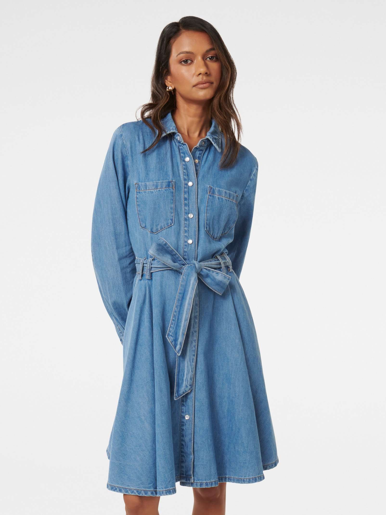 Colette Petite Denim Shirt Mini Dress