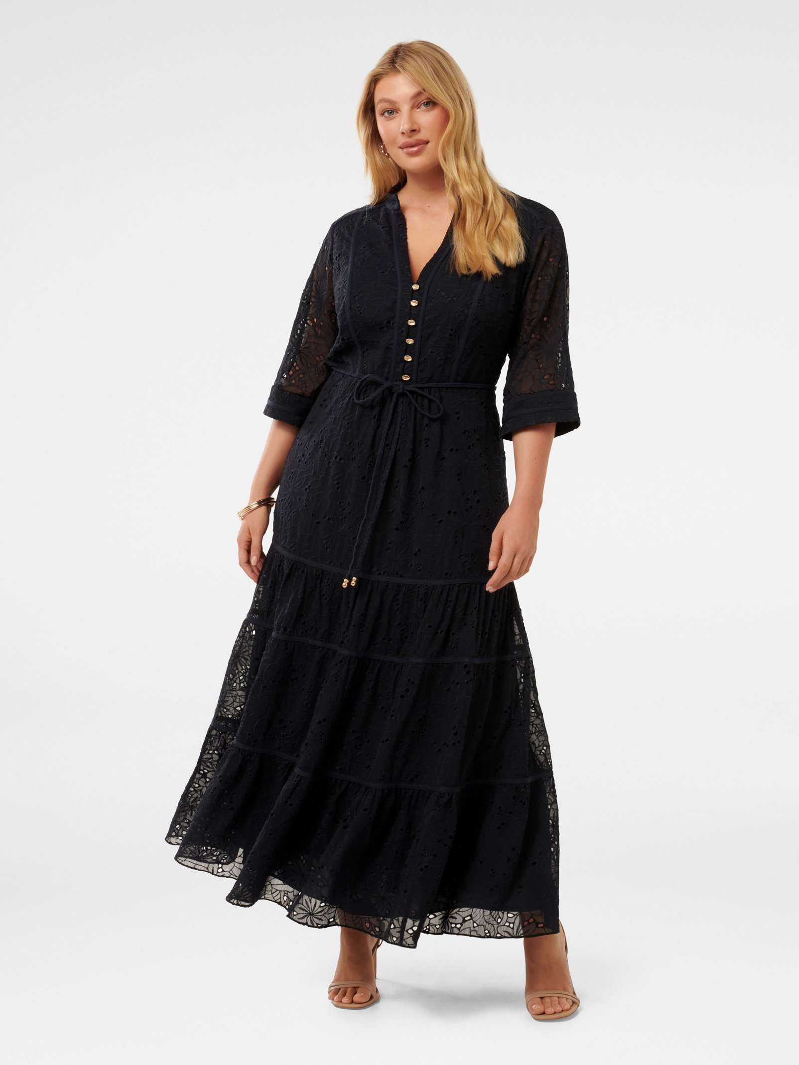 Rachel Curve Embroidered Midi Dress