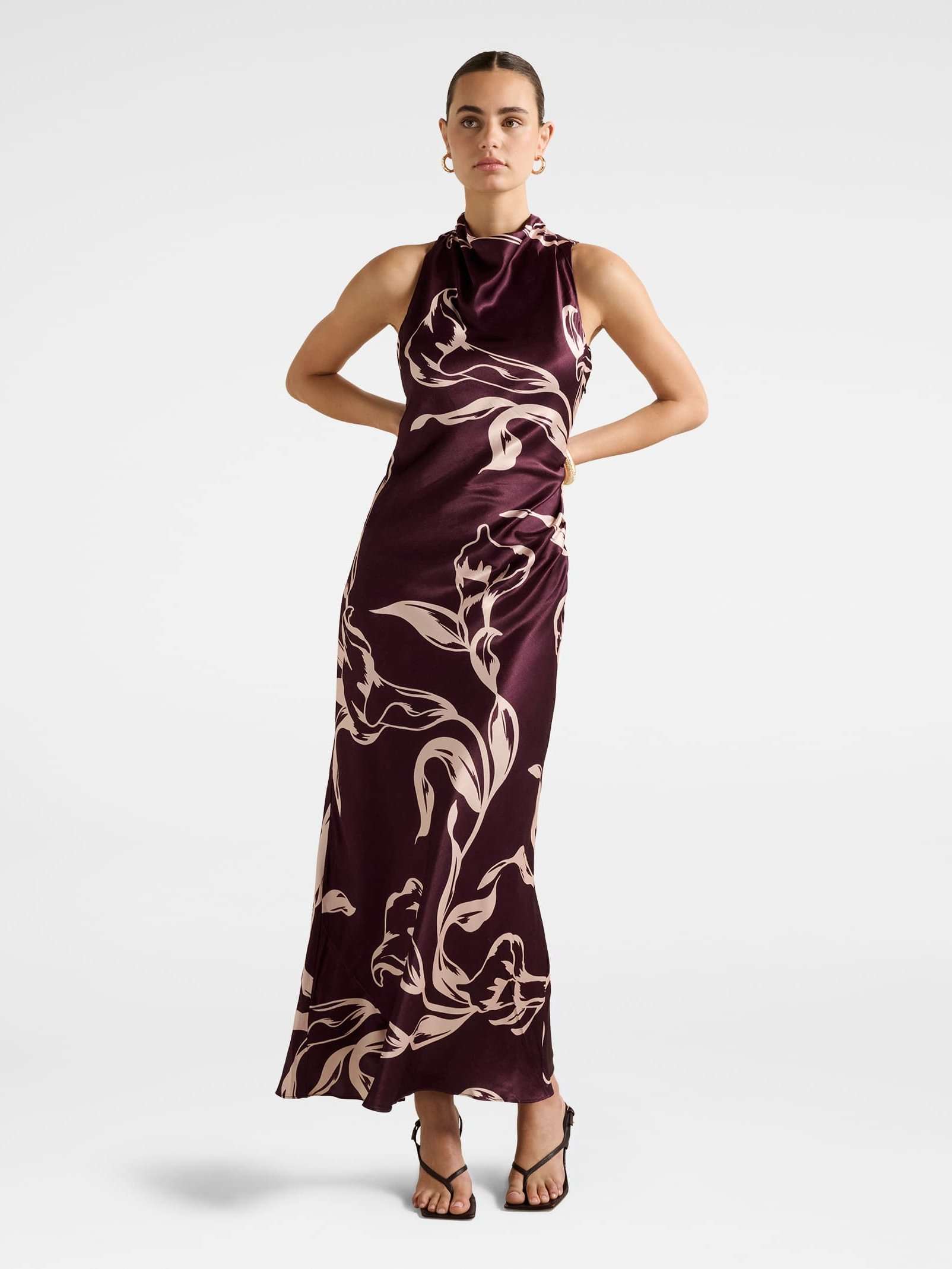 Michelle Open Back Satin Maxi Dress