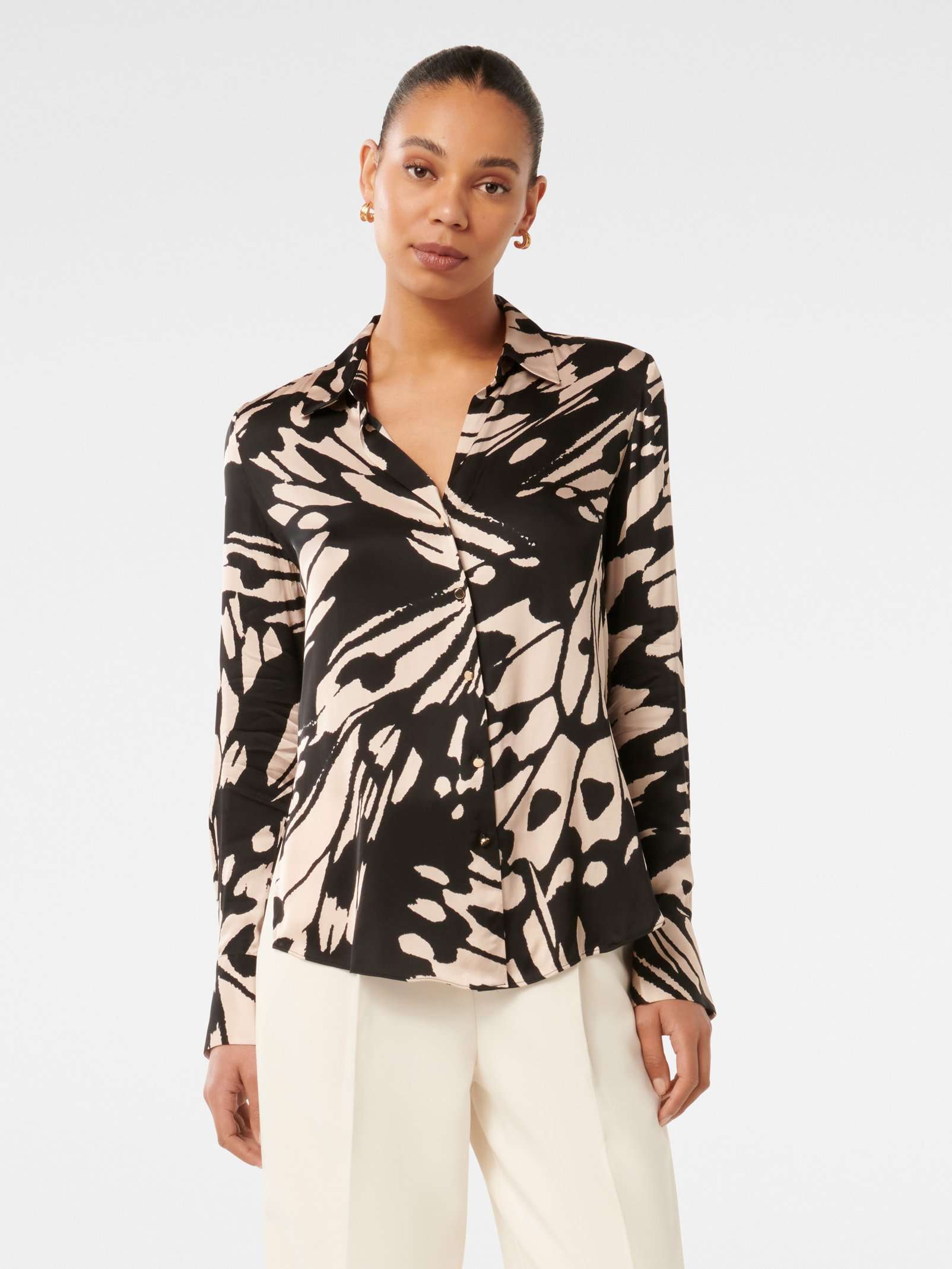 Harvey Notched Neck Satin Shirt