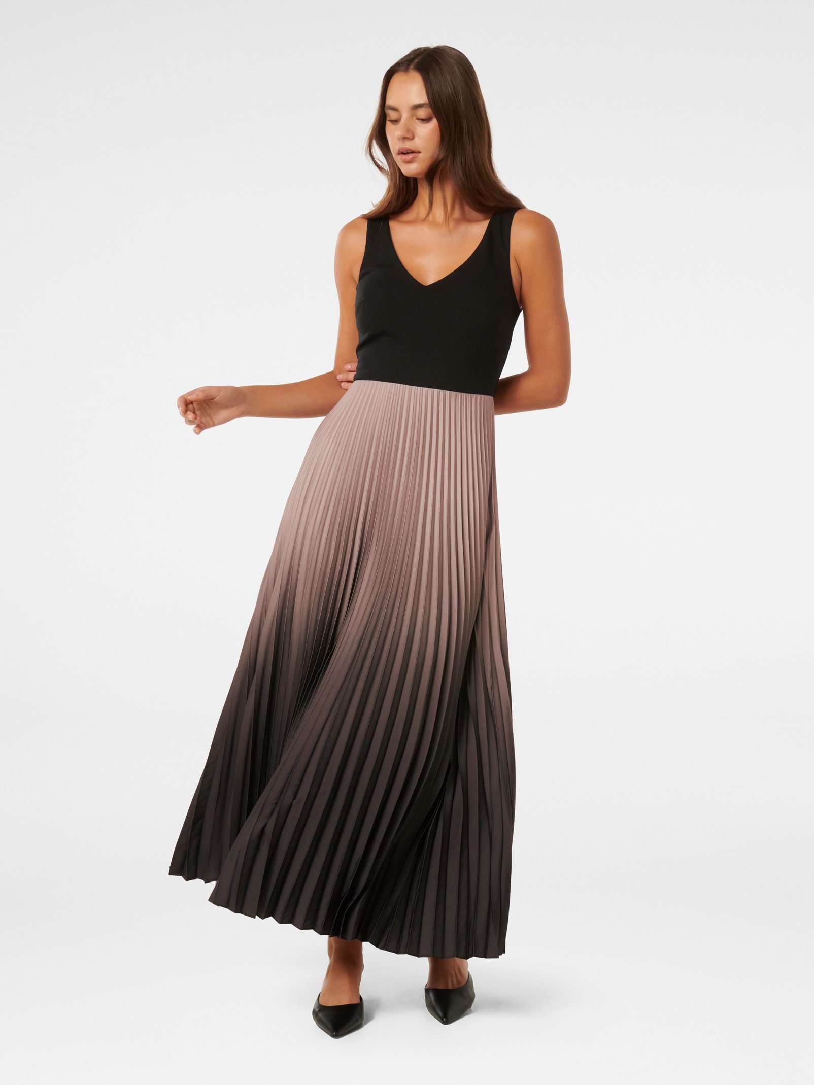 knee length dresses for ladies Black Midi Dress | Black 2 In One Bardot Pleated Dress main image 0