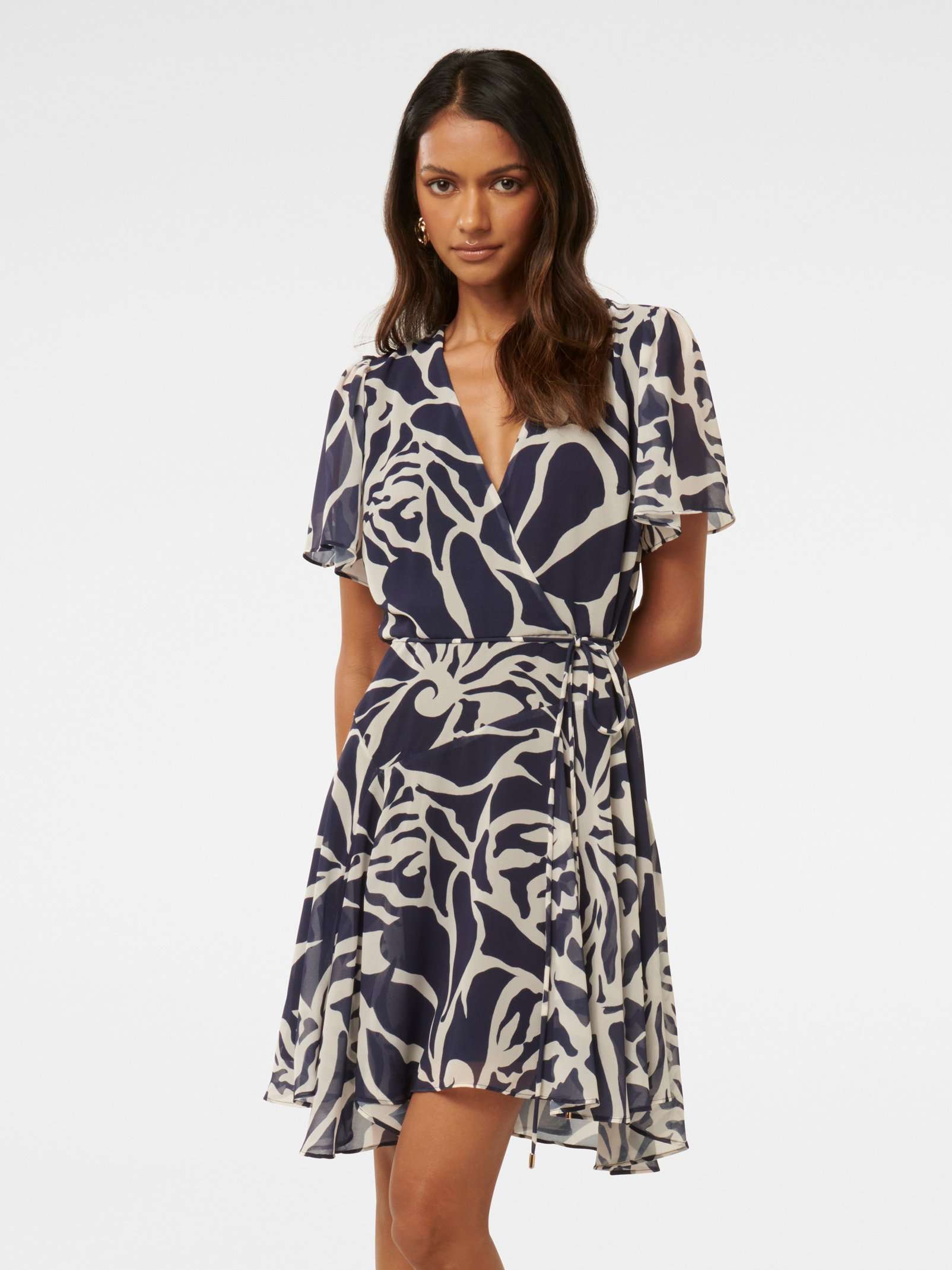 Kora Petite Asymmetric Flutter Sleeve Mini Dress