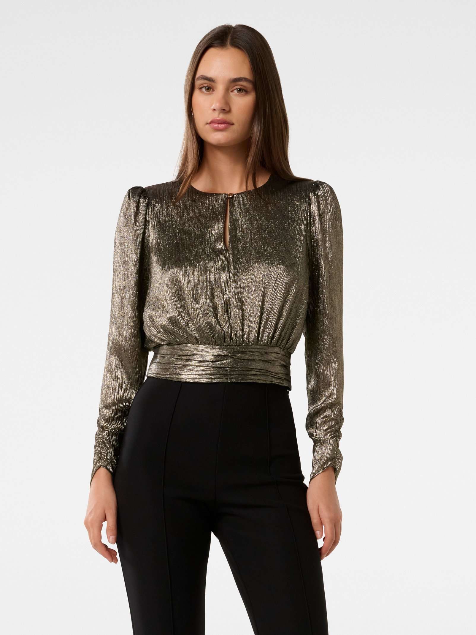 Riya Sparkle Button Front Top