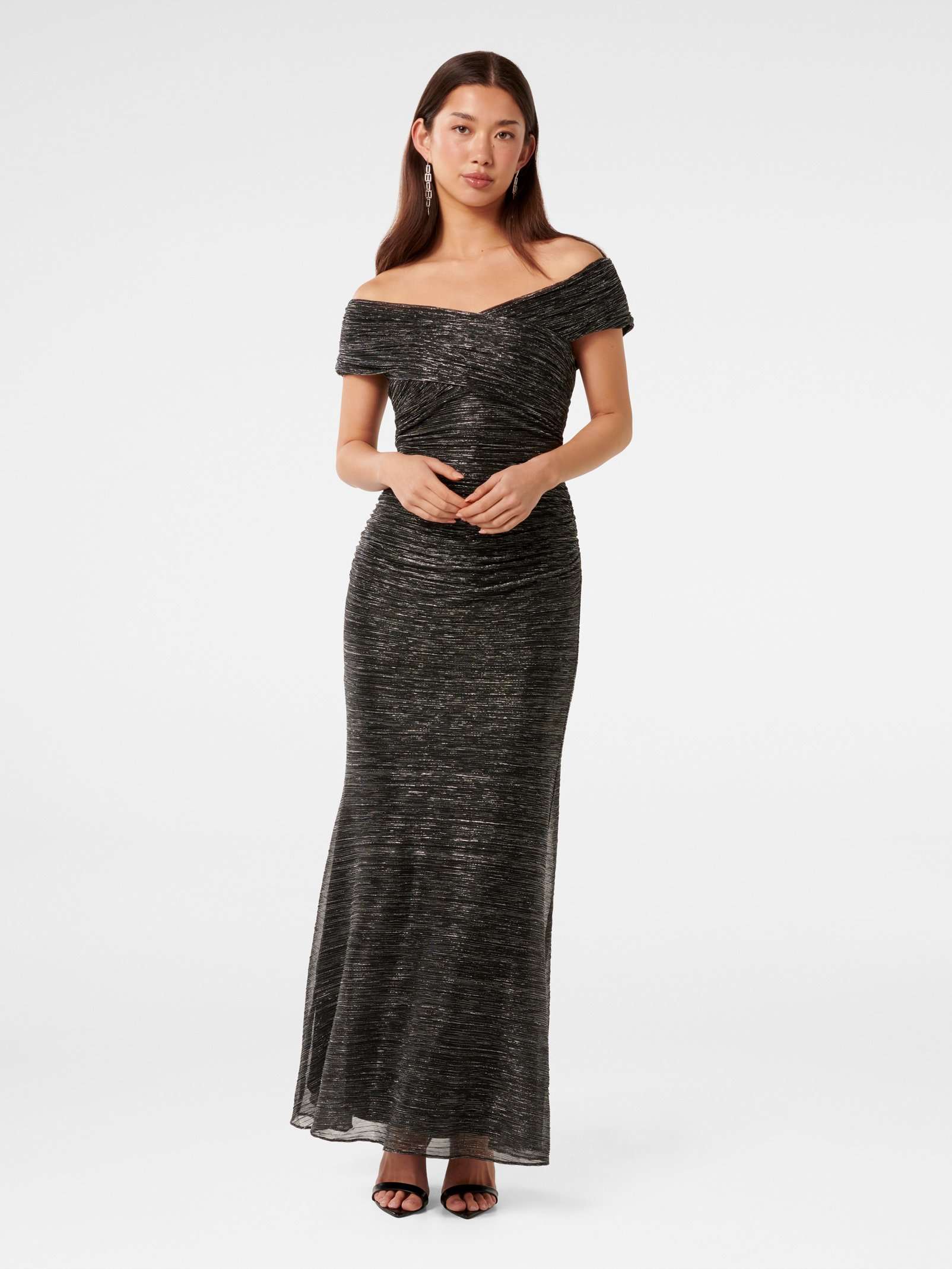 Wilma Off Shoulder Plisse Maxi Dress
