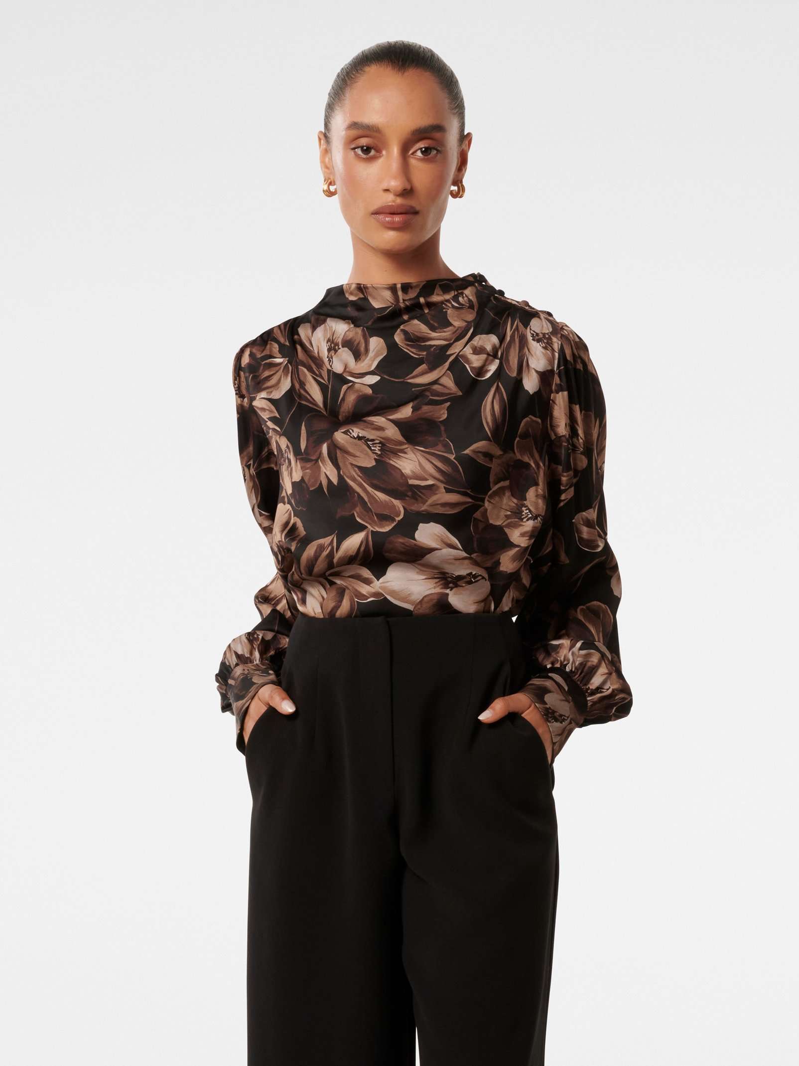 Nancy Petite Drape Neck Blouse