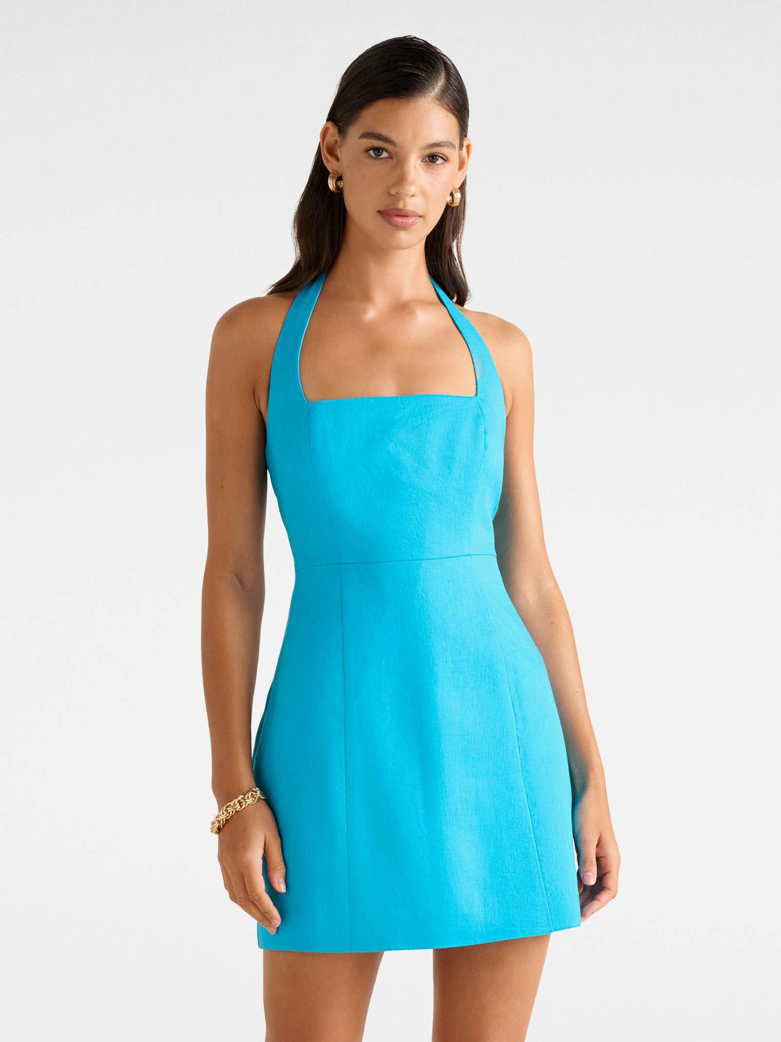 Stevie Halter Neck Linen Mini Dress