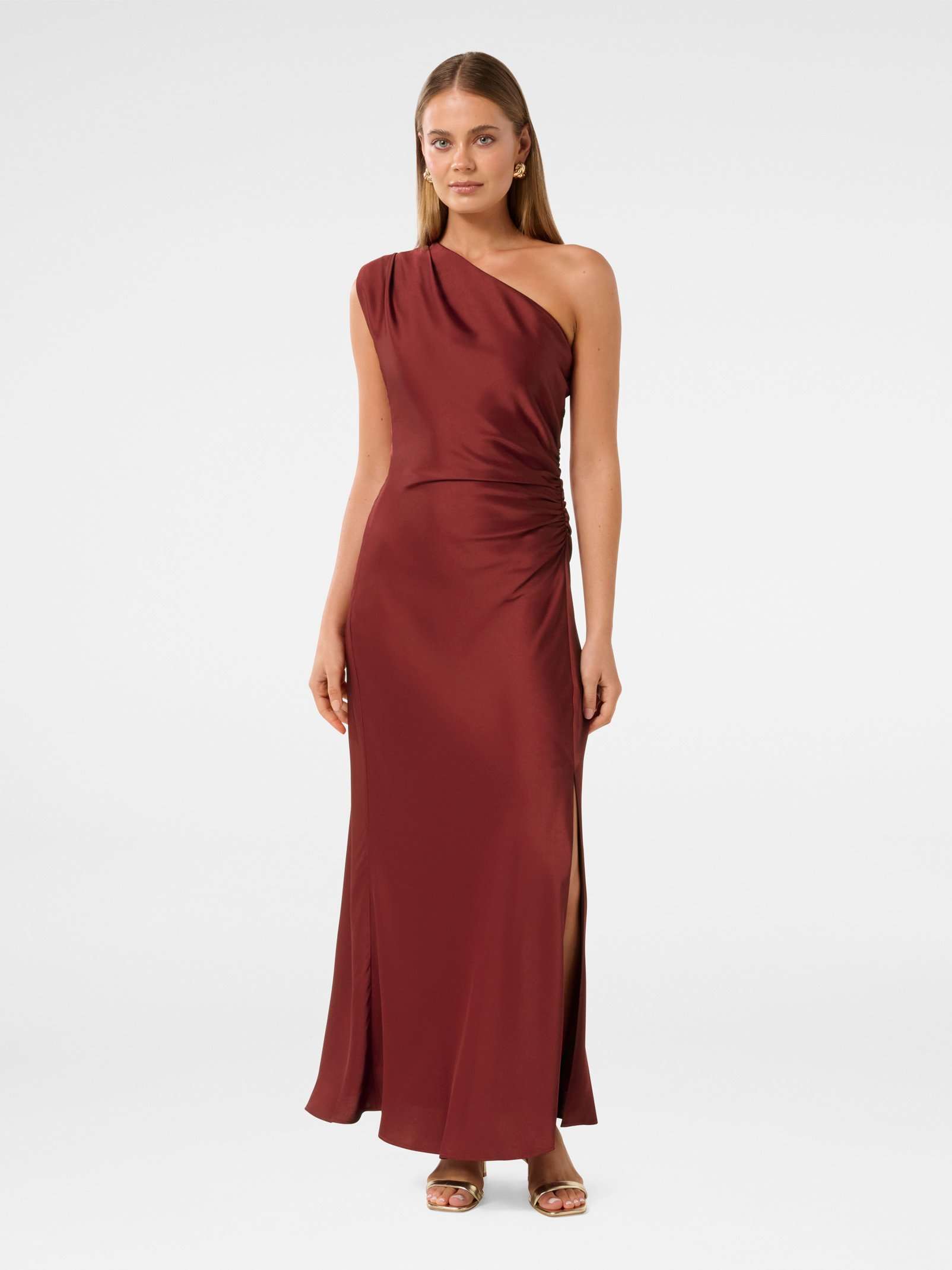 Asher One Shoulder Satin Maxi Dress