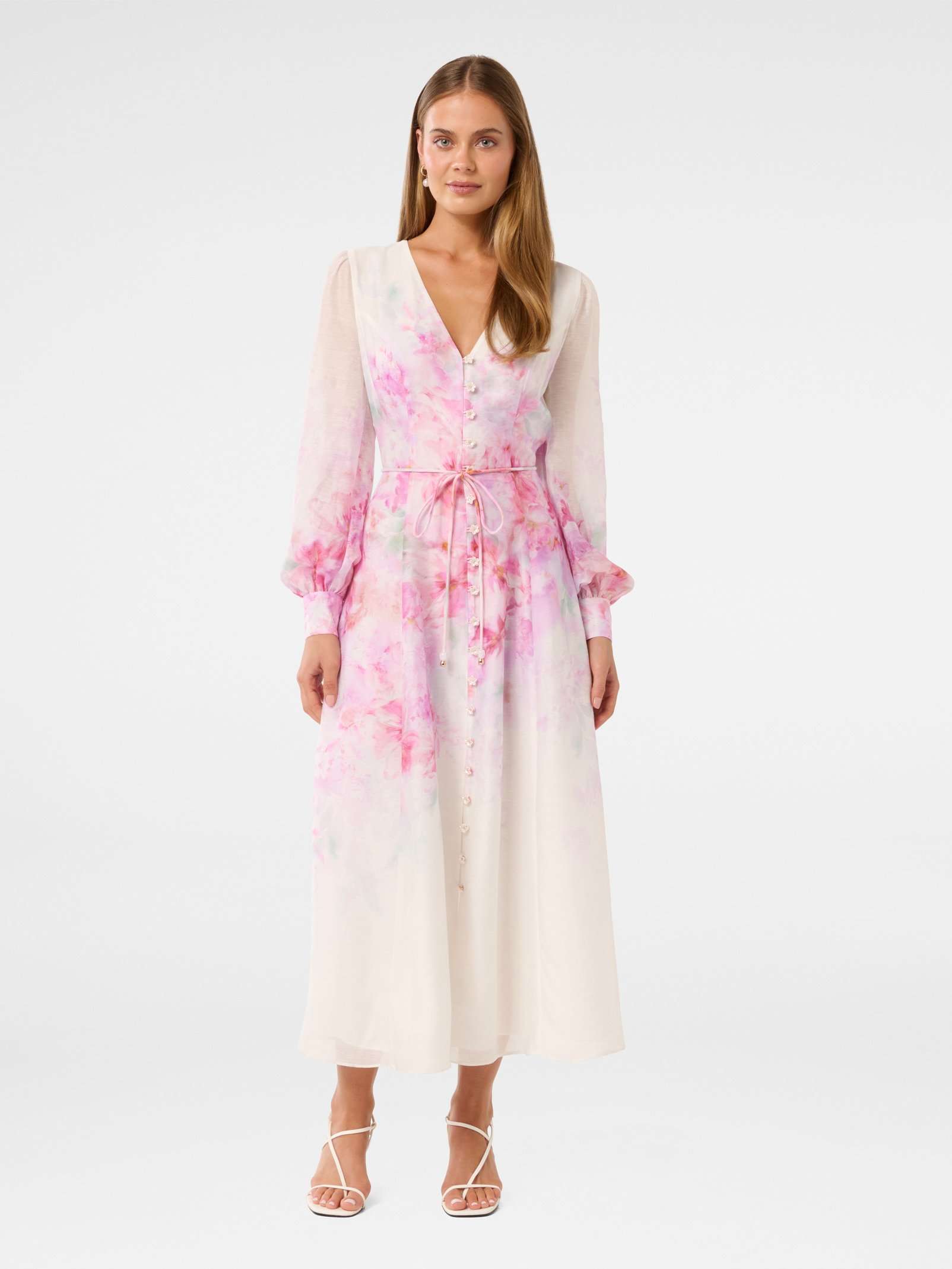 chinese dress ladies Floral Long Sleeve Midi Dress main image 1